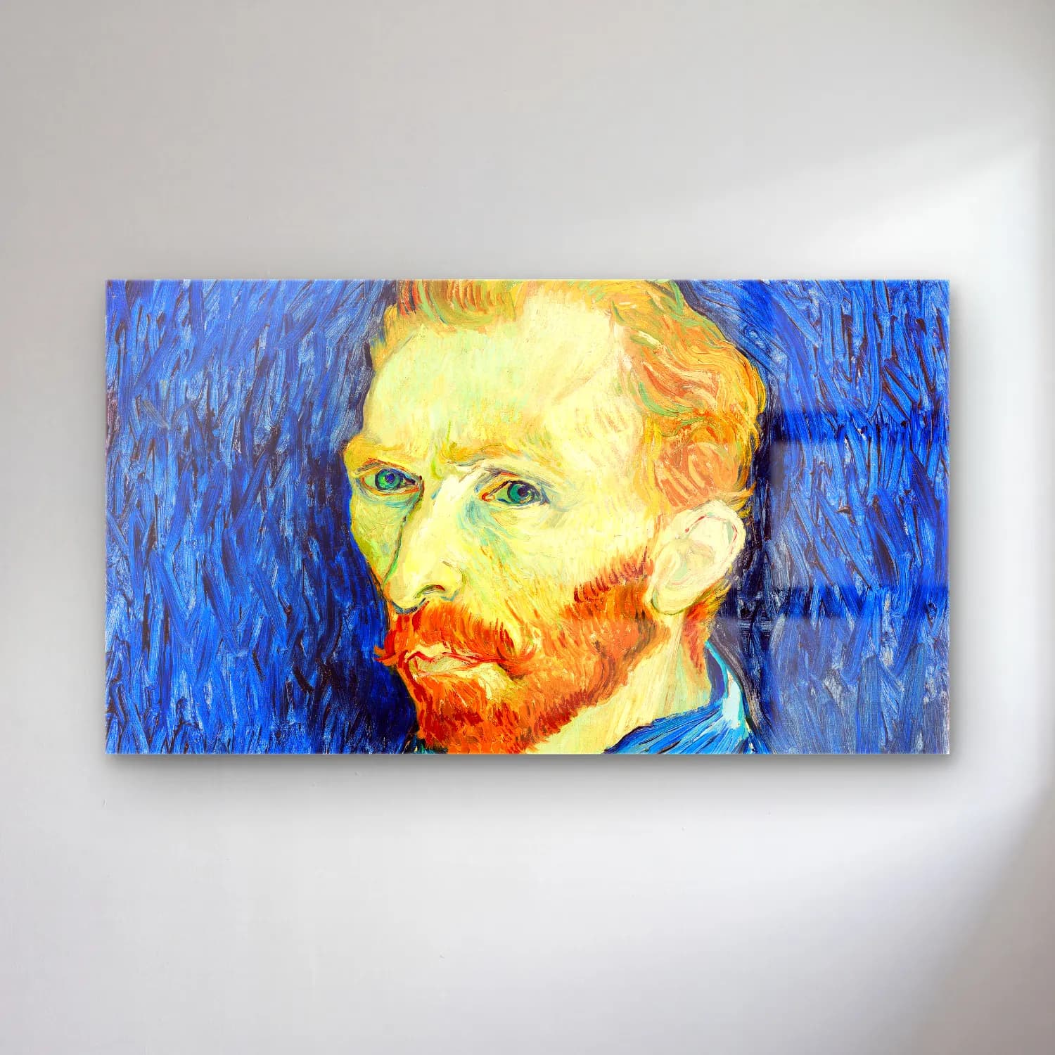 Vincent van Gogh – self-portrait – Mavi Tonlar cam tablo — Vincent van Gogh – self-portrait – Mavi Tonlar — empresyonist erkek portresi