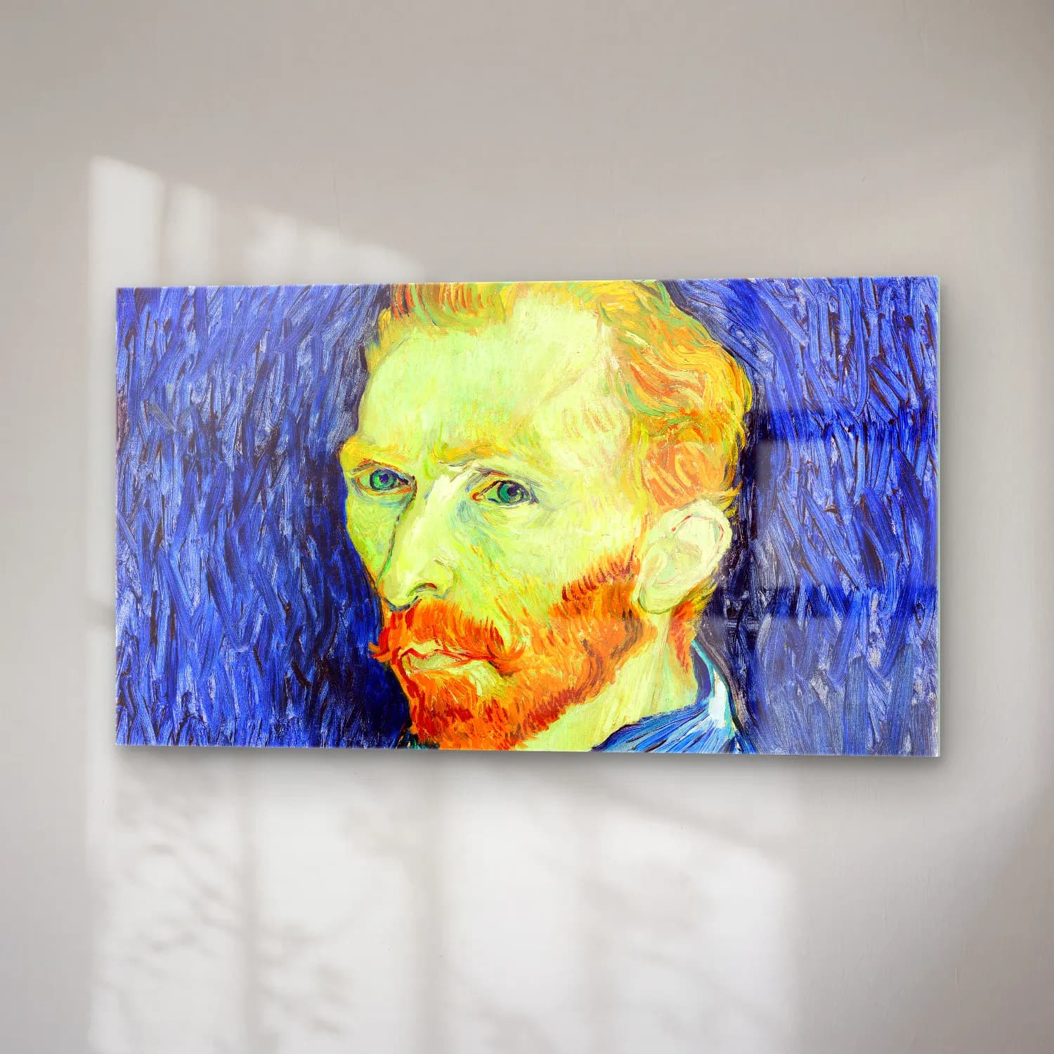 Vincent van Gogh – self-portrait – Mavi Tonlar cam tablo — sağ açıdan görünüm