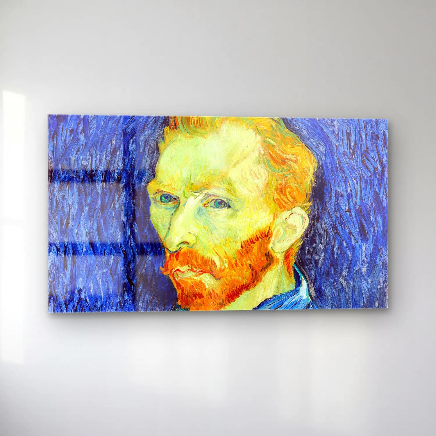 Vincent van Gogh – self-portrait – Mavi Tonlar cam tablo — sol açıdan görünüm