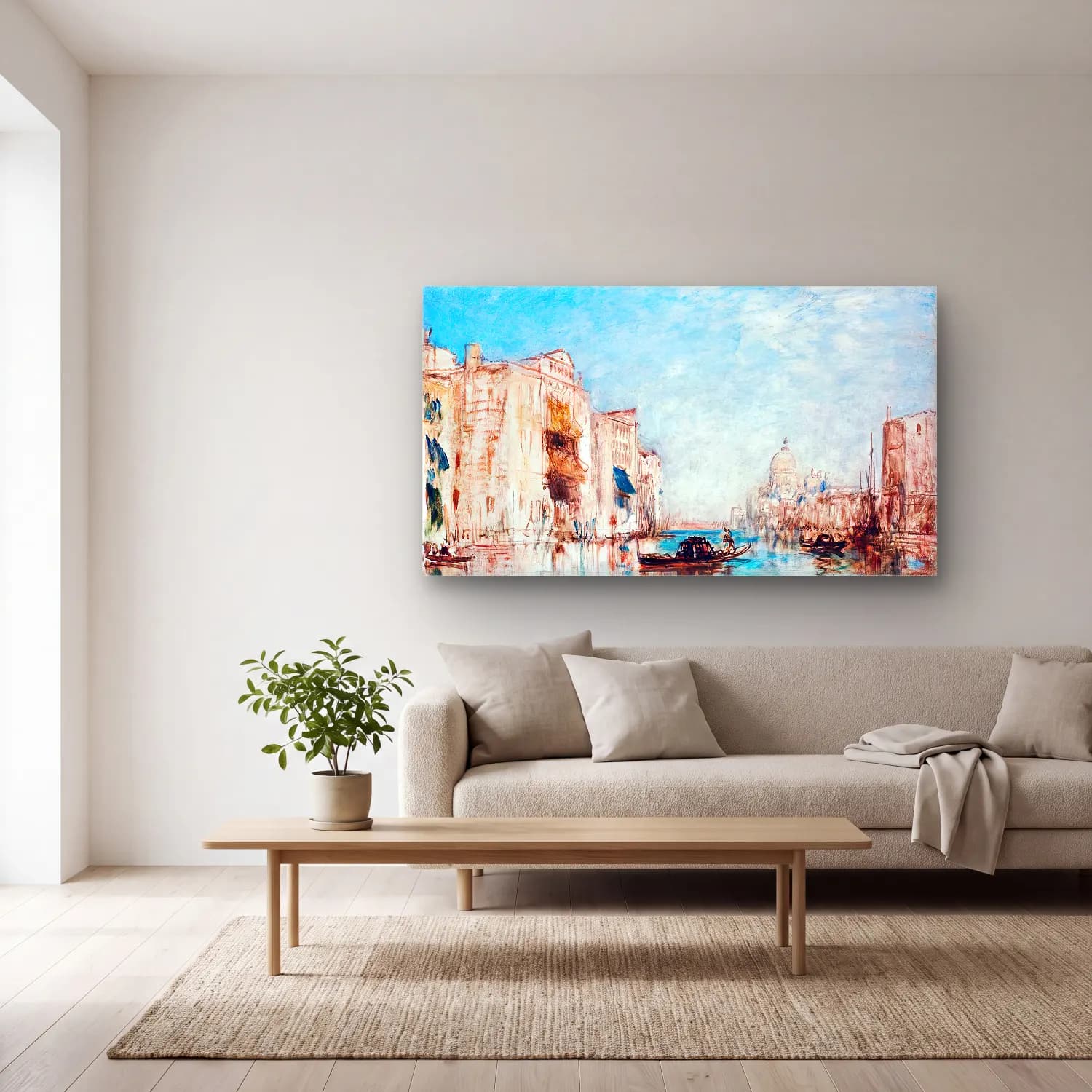 Félix Ziem – A View of Venice cam tablo — açık renk salonda