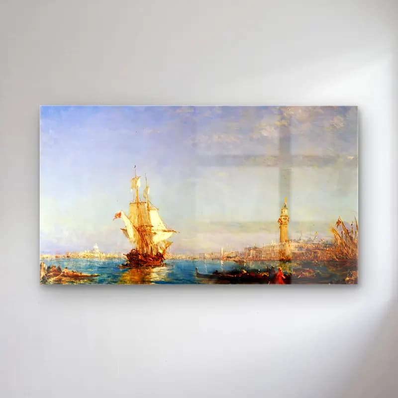 Félix Ziem – Riva degli Schiavoni, Venice cam tablo — Félix Ziem – Riva degli Schiavoni, Venice — empresyonist liman ve tekneler