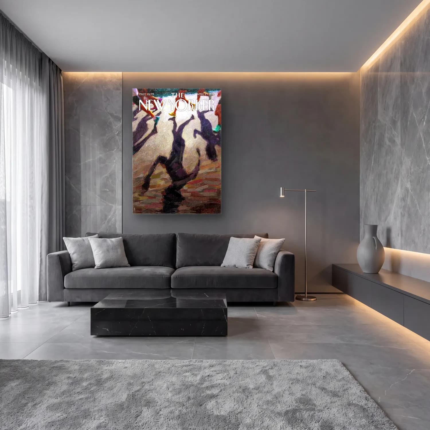 Modern Soyut Dansçılar – Mor Tonlar cam tablo — lüks salon duvarında