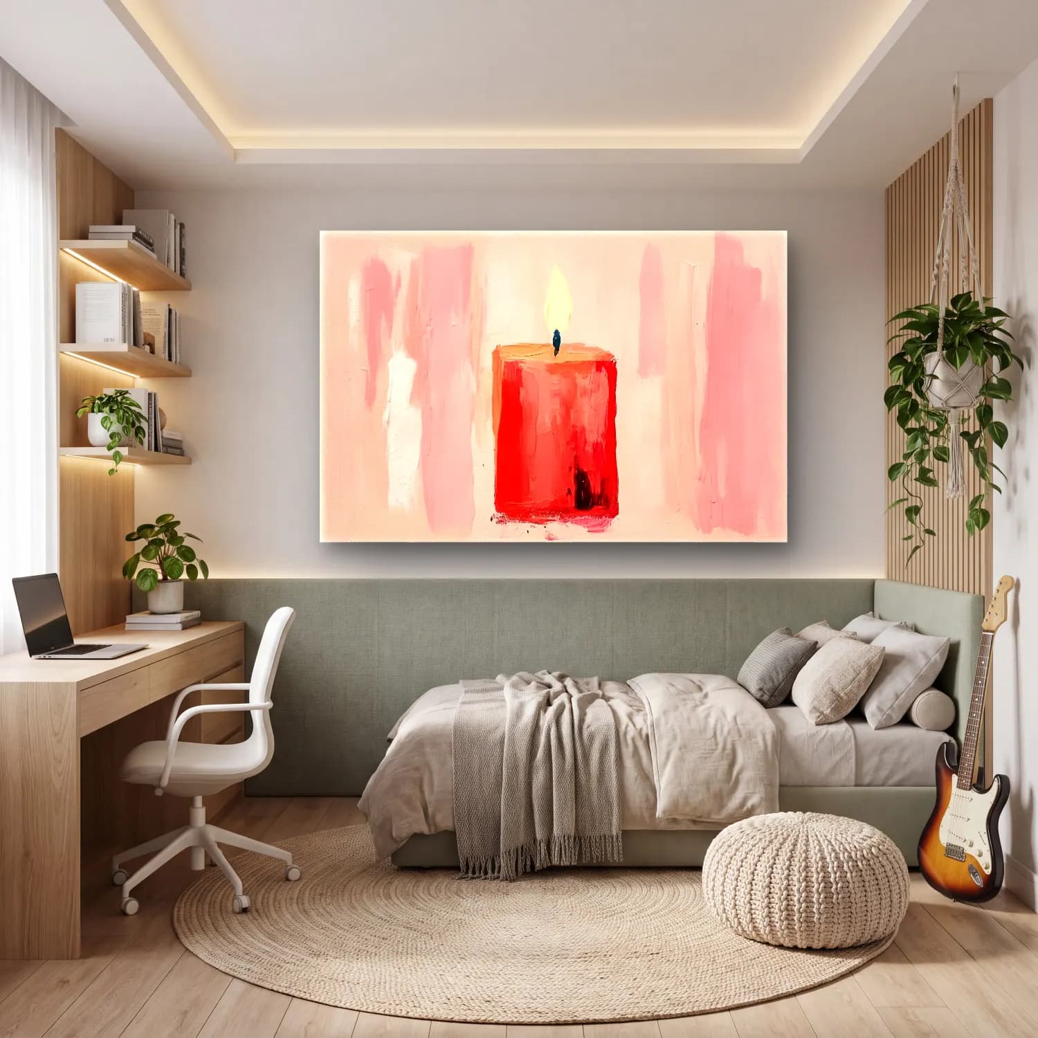 Yağlı Boya Mumlar – Pembe Tonlar cam tablo — genç odasında