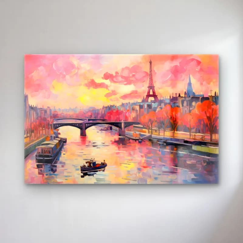Empresyonist Paris ve Eyfel Kulesi – Pembe Tonlar cam tablo — Empresyonist Paris ve Eyfel Kulesi – Pembe Tonlar — empresyonist paris ve eyfel kulesi