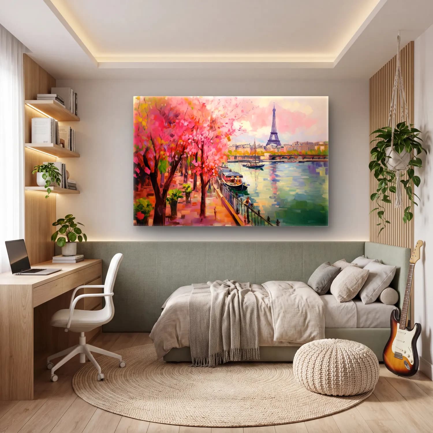 Empresyonist Paris ve Eyfel Kulesi No. 4 cam tablo — genç odasında
