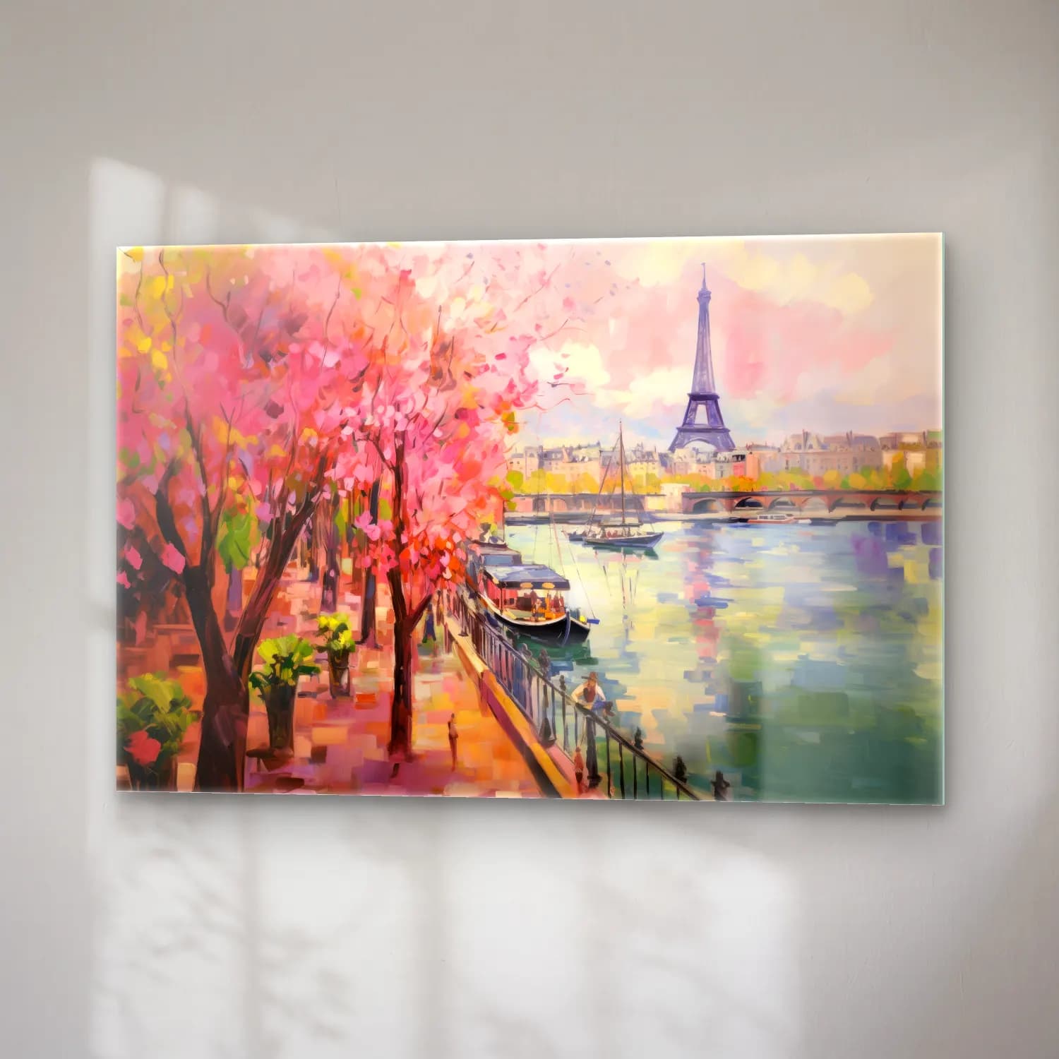 Empresyonist Paris ve Eyfel Kulesi No. 4 cam tablo — sağ açıdan görünüm