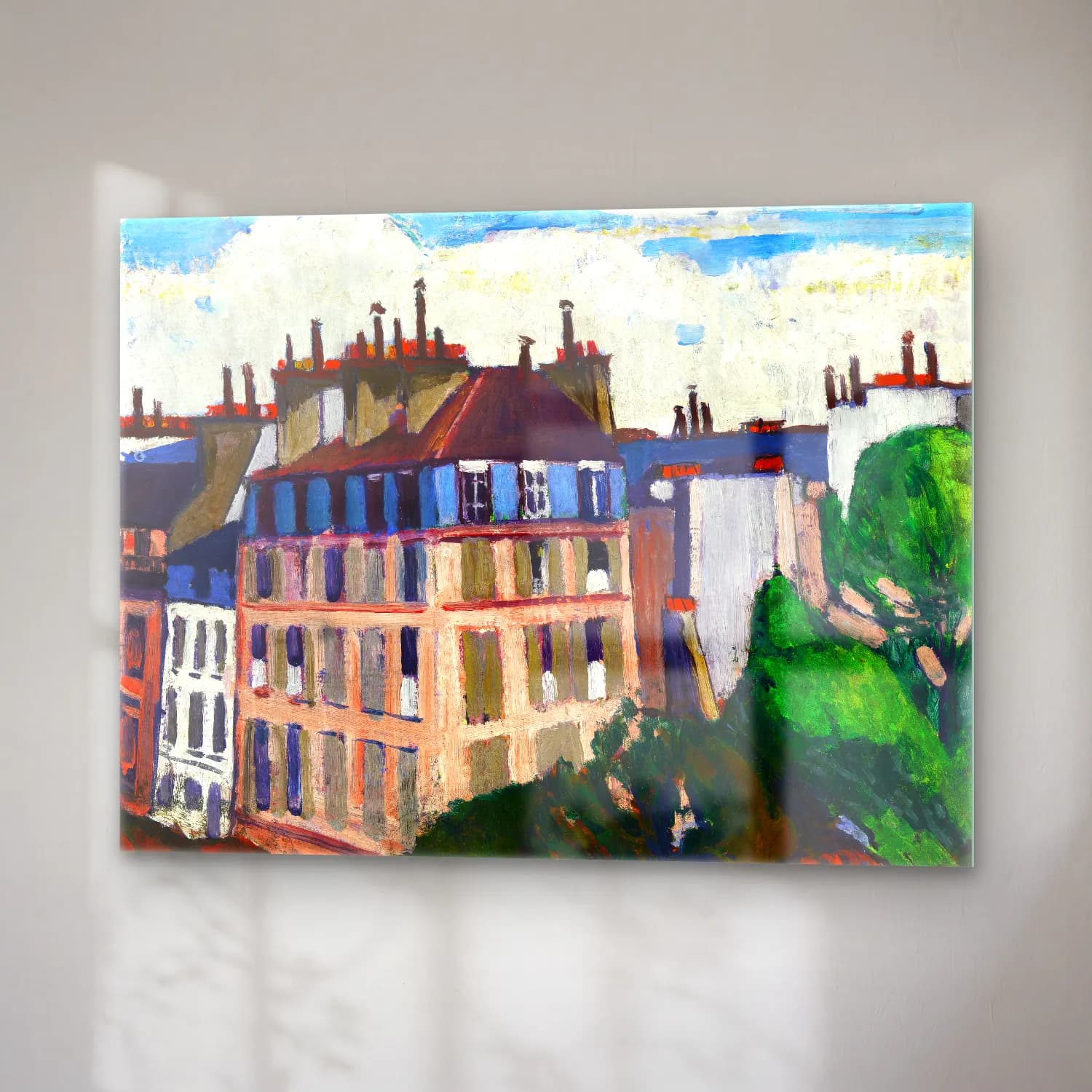 Empresyonist Paris ve Eyfel Kulesi – Pastel Tonlar cam tablo — sağ açıdan görünüm
