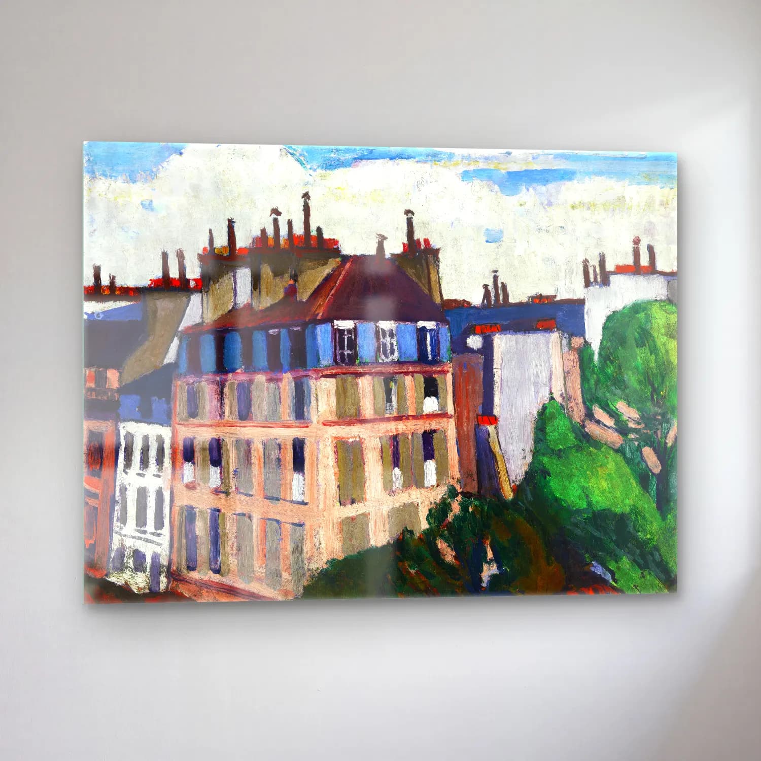 Empresyonist Paris ve Eyfel Kulesi – Pastel Tonlar cam tablo — sol açıdan görünüm