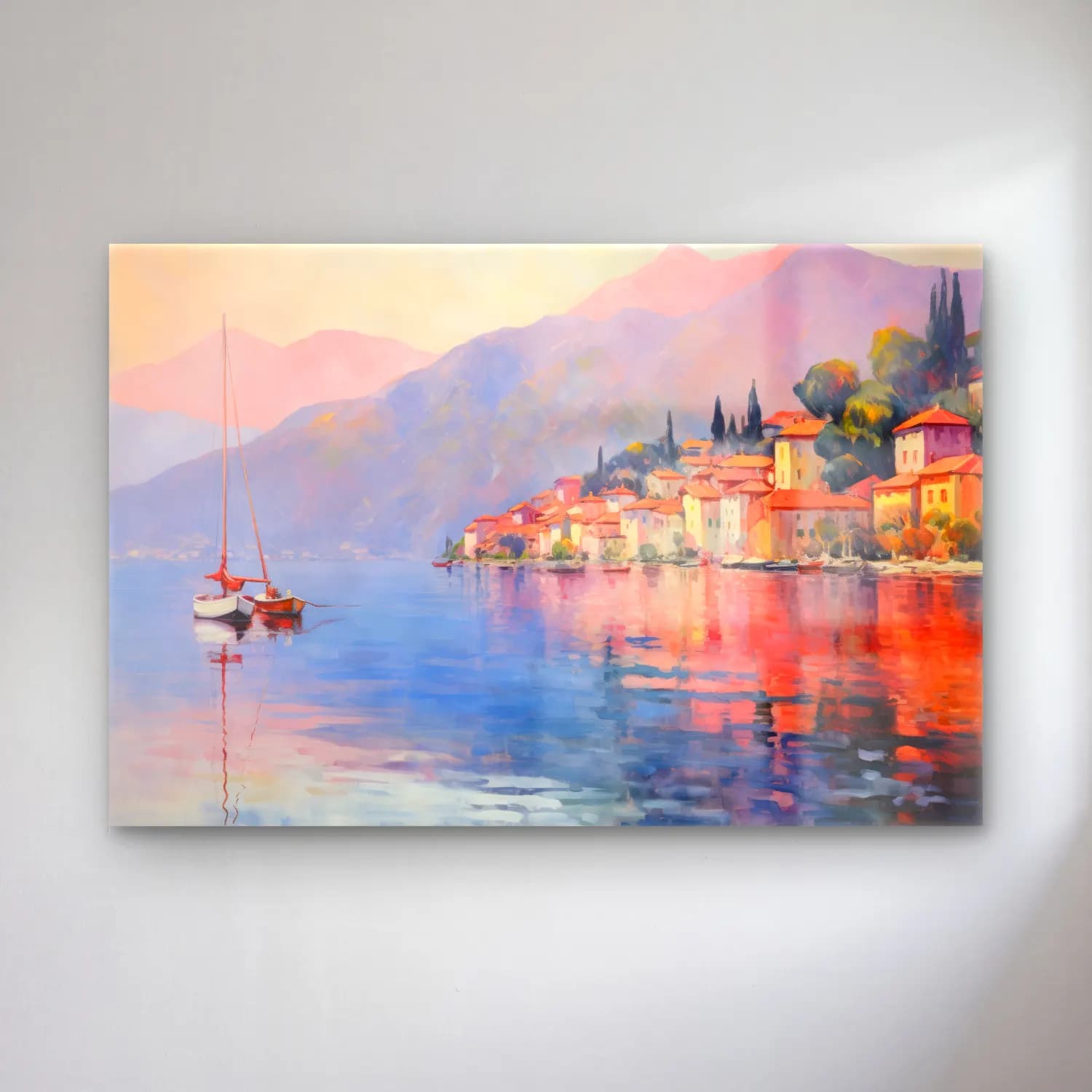 Empresyonist Akdeniz Sahil Kasabası No. 11 cam tablo — Empresyonist Akdeniz Sahil Kasabası No. 11 — empresyonist akdeniz sahil kasabası