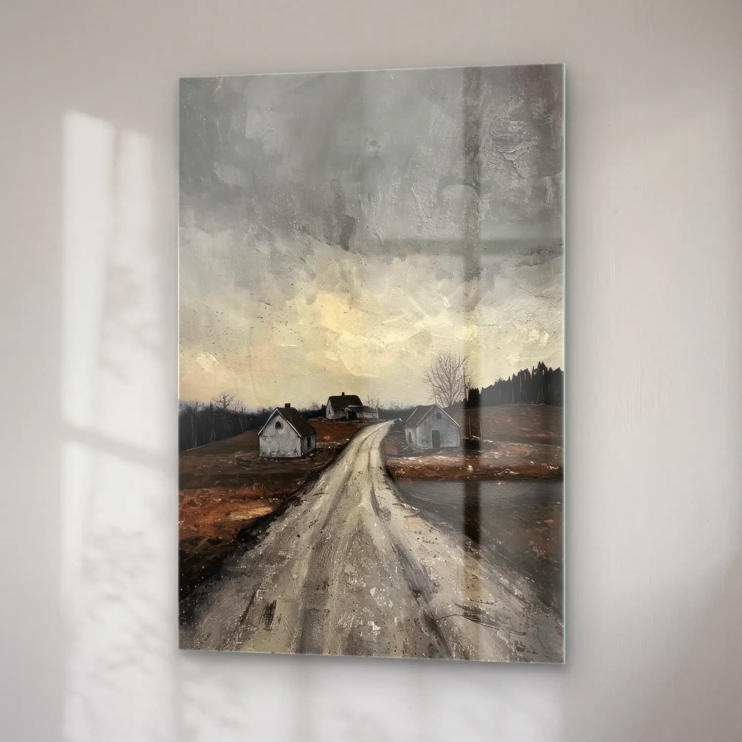 Yağlı Boya Kır Evi No. 20 cam tablo — sağ açıdan görünüm