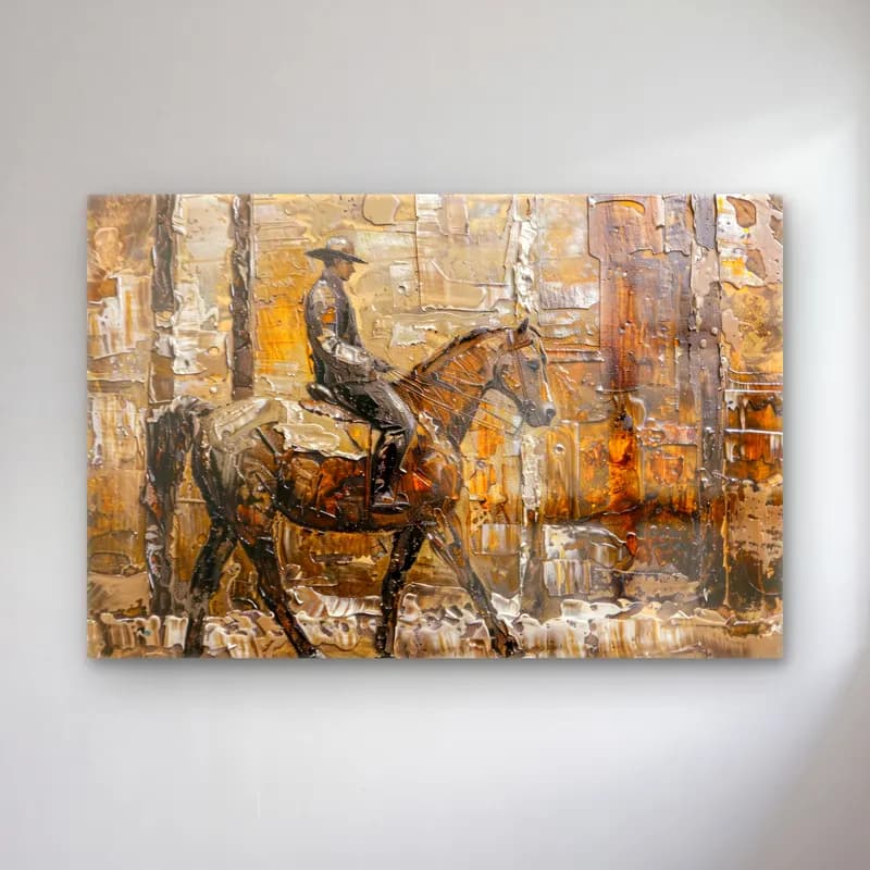 Empresyonist Atlı – Bej Tonlar cam tablo — Empresyonist Atlı – Bej Tonlar — empresyonist atlı