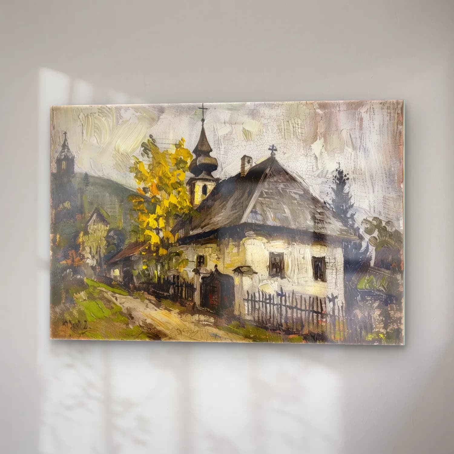 Yağlı Boya Katedral No. 24 cam tablo — sağ açıdan görünüm