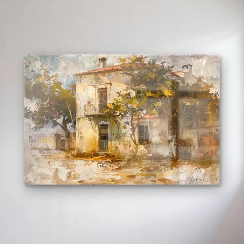 Yağlı Boya Köy Sokağı No. 14 cam tablo — Yağlı Boya Köy Sokağı No. 14 — yağlı boya köy sokağı