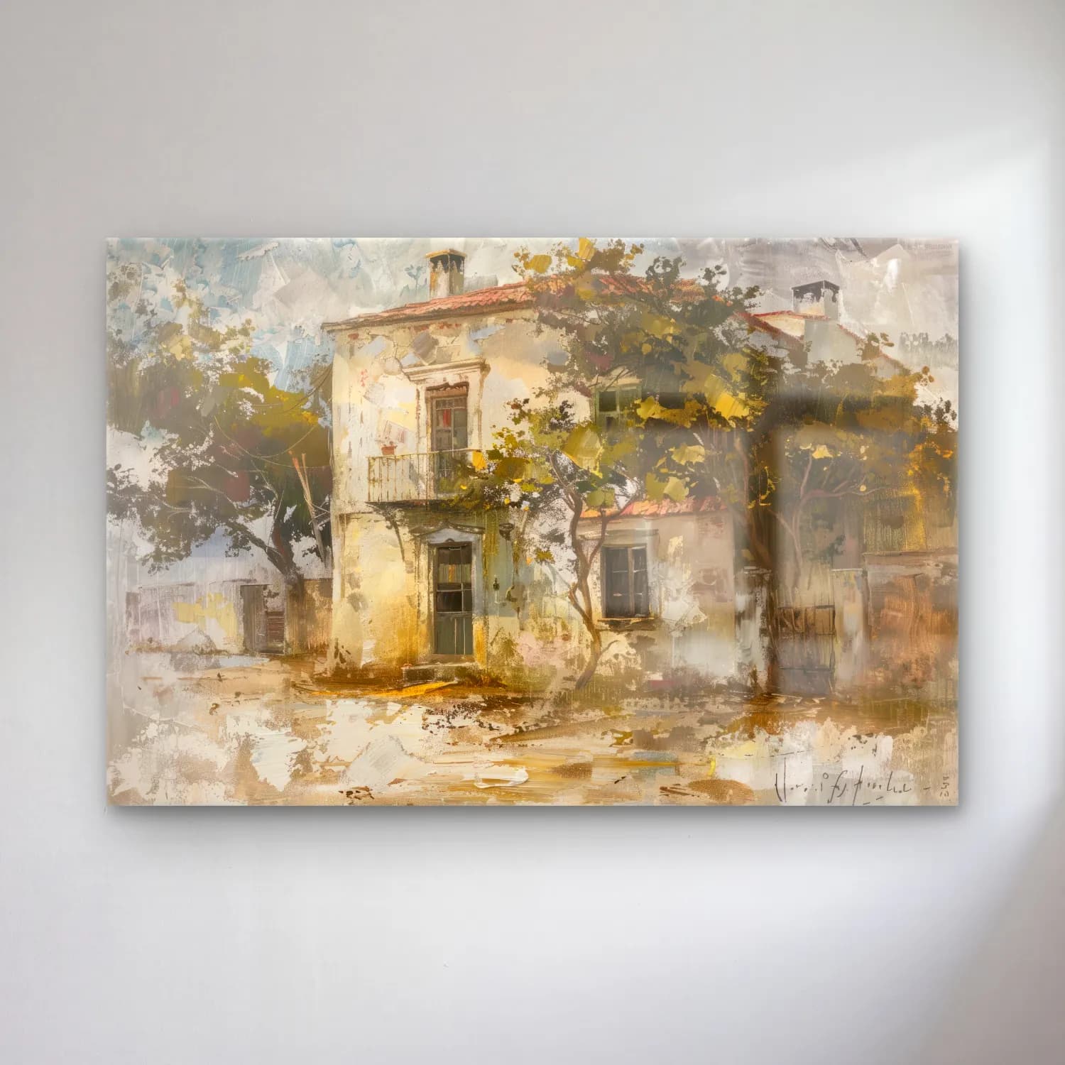 Yağlı Boya Köy Sokağı No. 14 cam tablo — Yağlı Boya Köy Sokağı No. 14 — yağlı boya köy sokağı