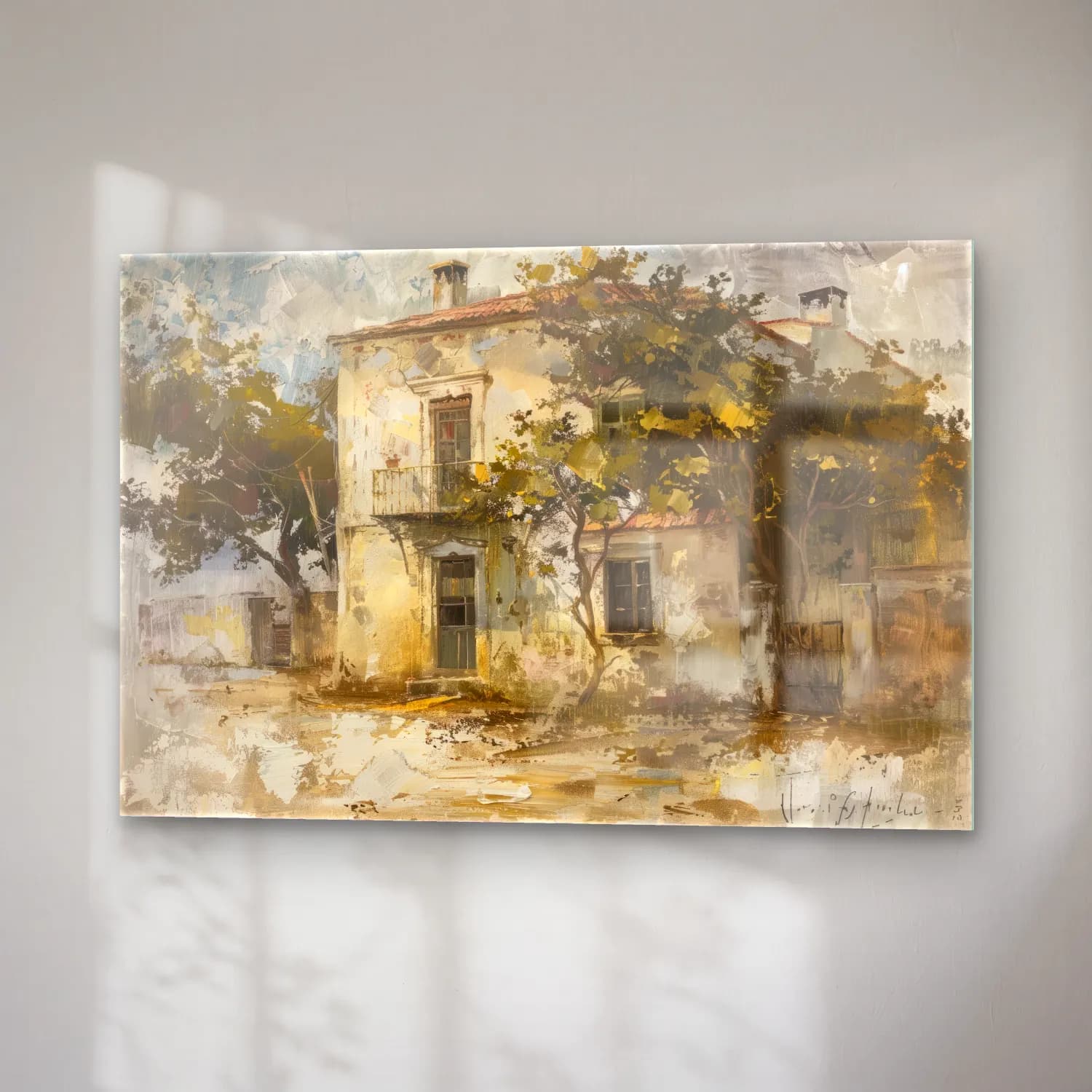 Yağlı Boya Köy Sokağı No. 14 cam tablo — sağ açıdan görünüm