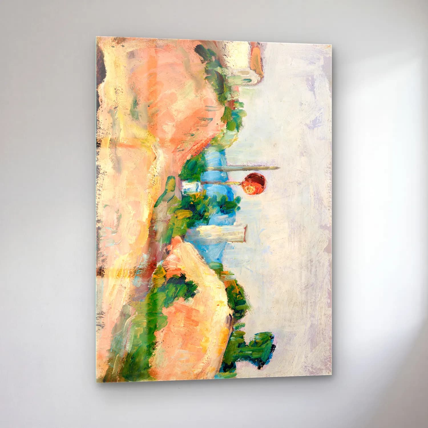 Empresyonist Yunan Adası – Bej Tonlar cam tablo — sol açıdan görünüm