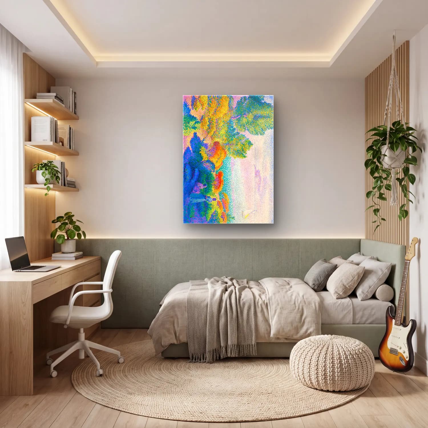Empresyonist Renk Alanları – Pastel Tonlar cam tablo — genç odasında