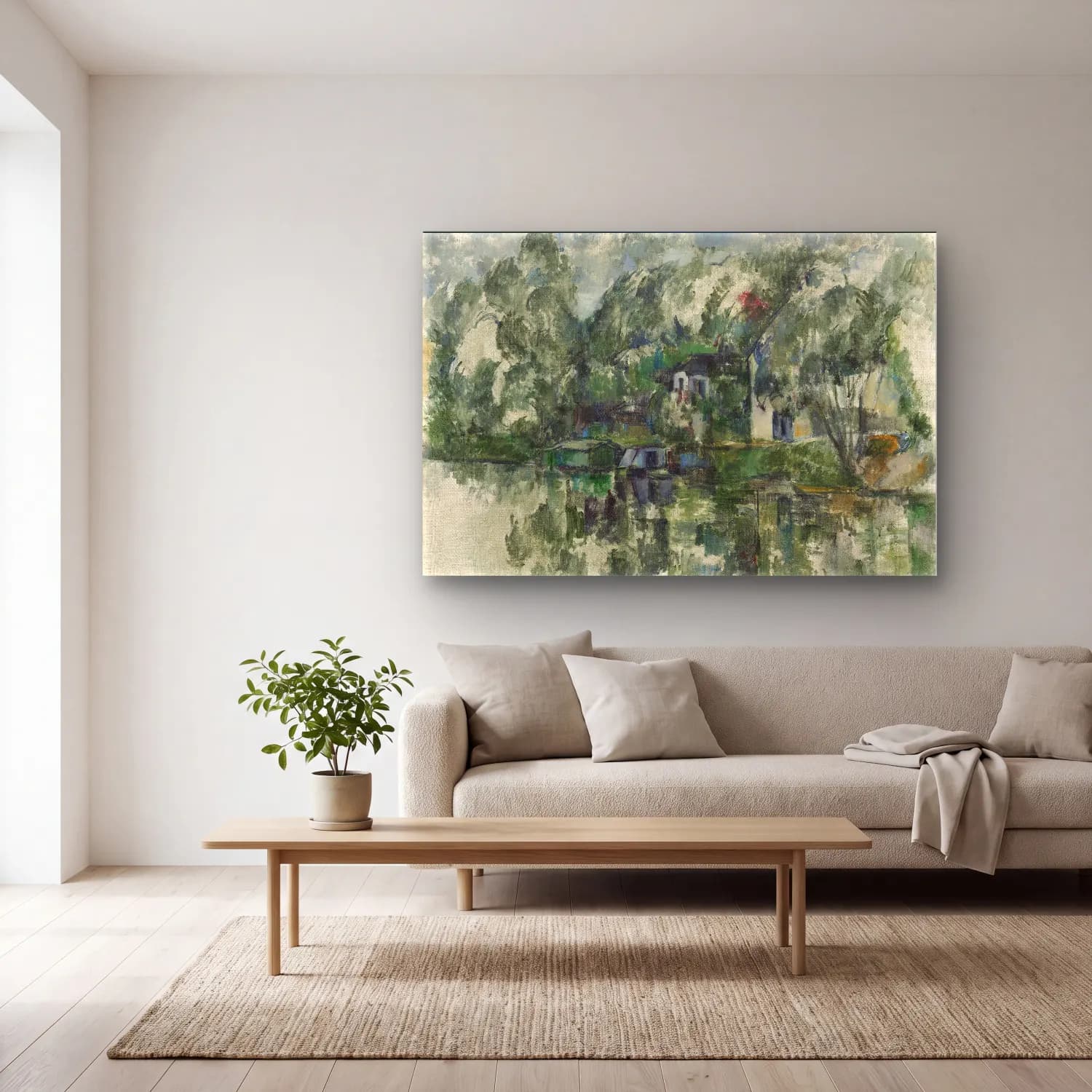 Paul Cezanne – Kırda Nehir cam tablo — açık renk salonda