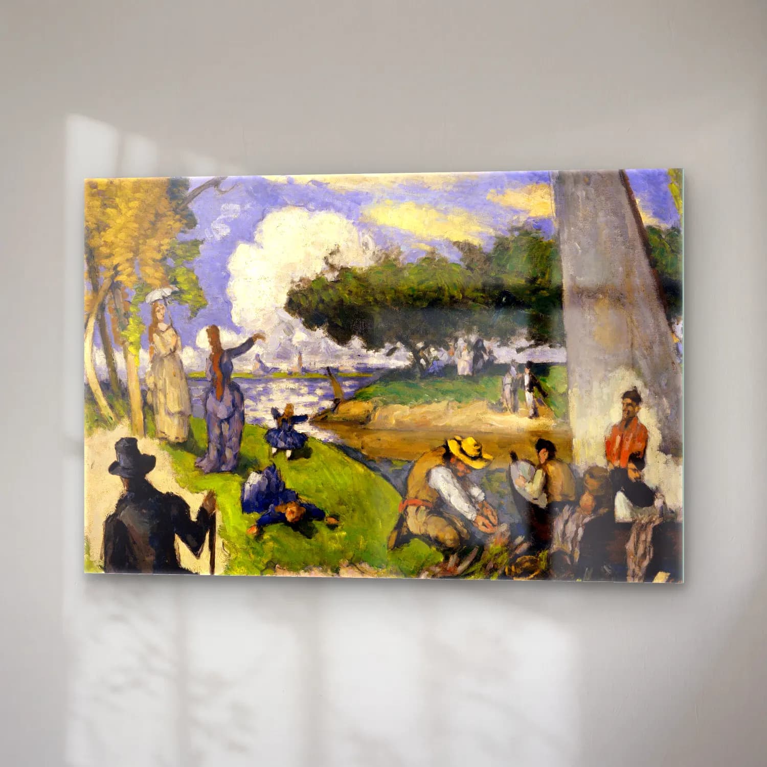 Paul Cezanne – Sahilde İnsanlar cam tablo — sağ açıdan görünüm