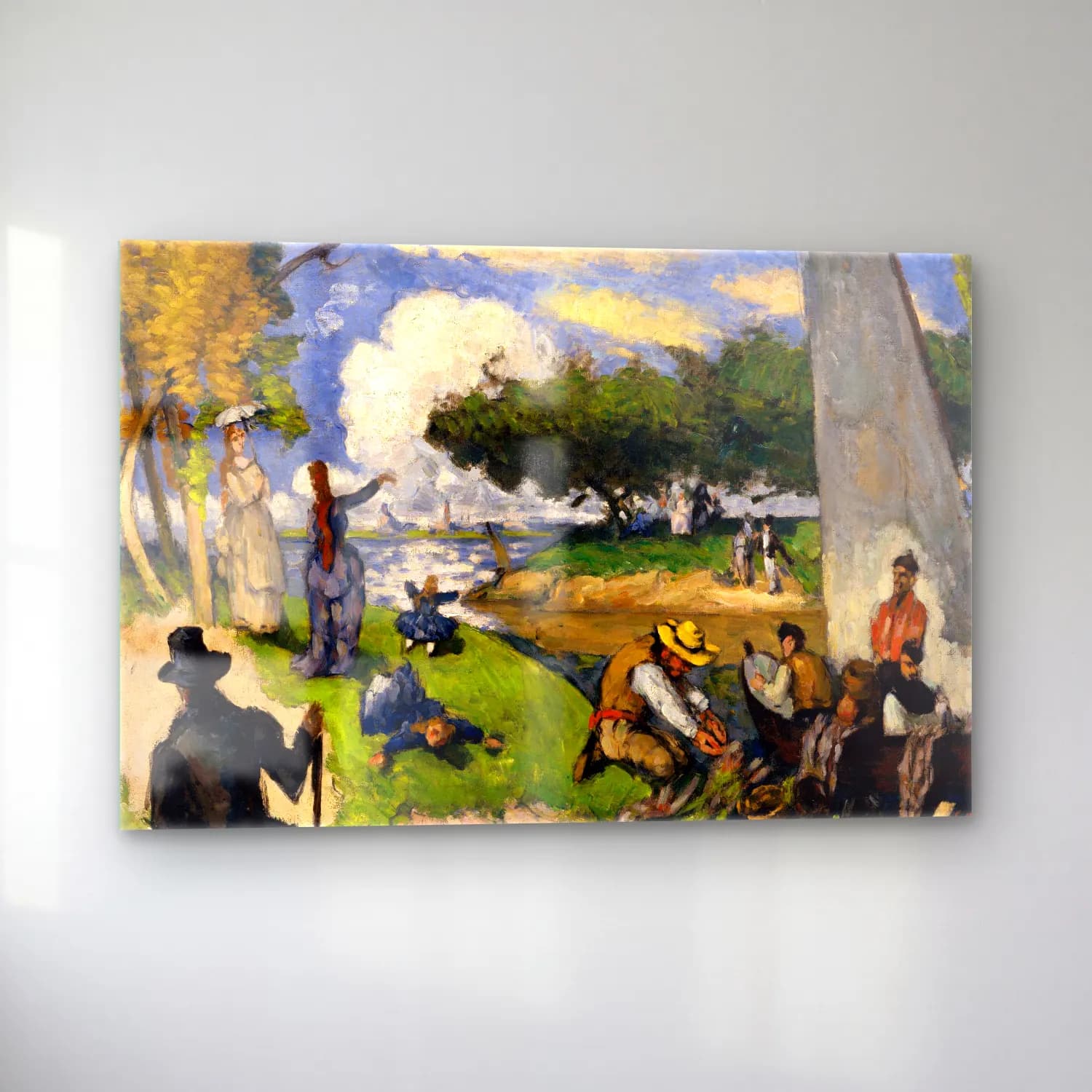 Paul Cezanne – Sahilde İnsanlar cam tablo — sol açıdan görünüm