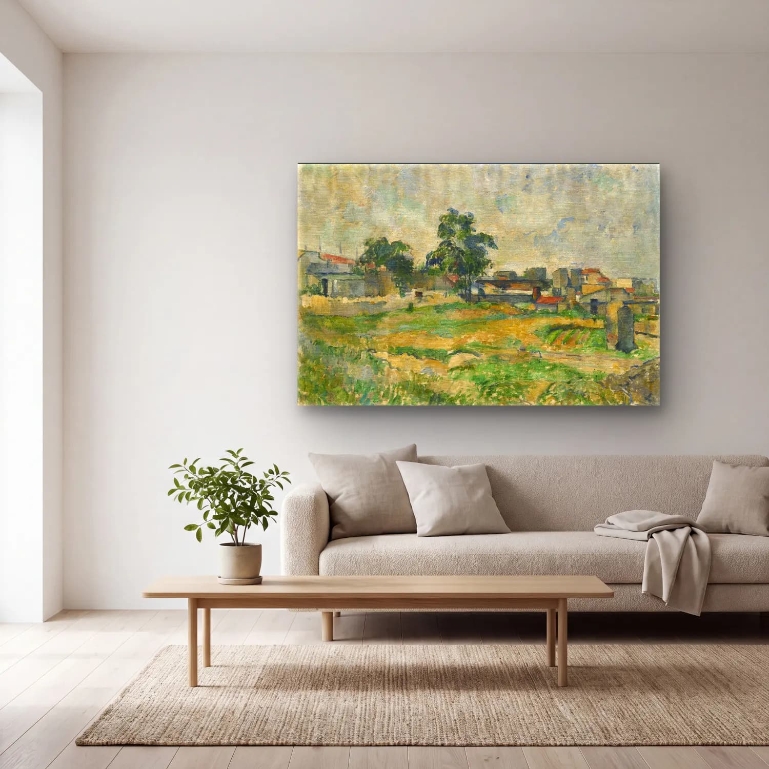 Paul Cezanne – Köy Sokağı cam tablo — açık renk salonda