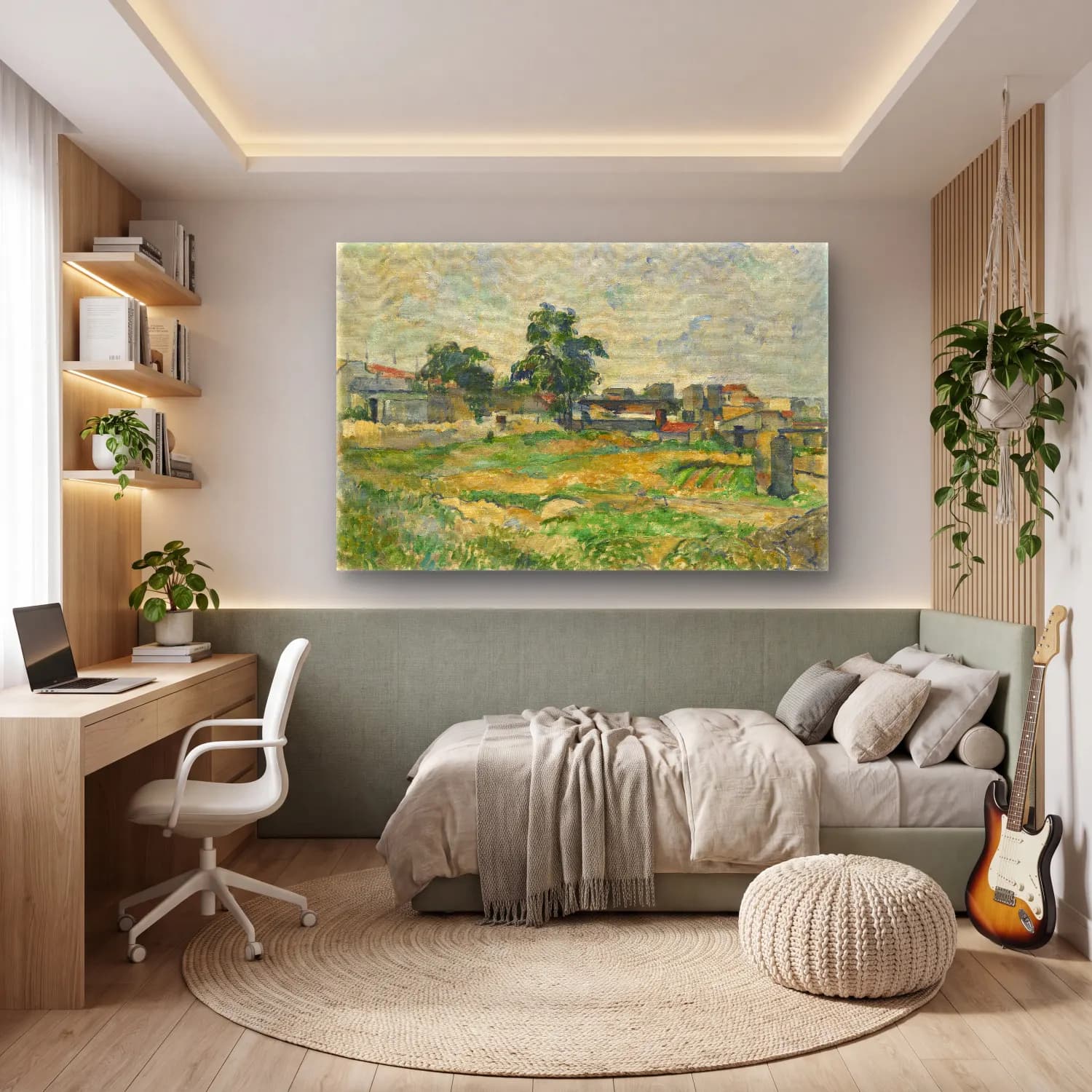 Paul Cezanne – Köy Sokağı cam tablo — genç odasında