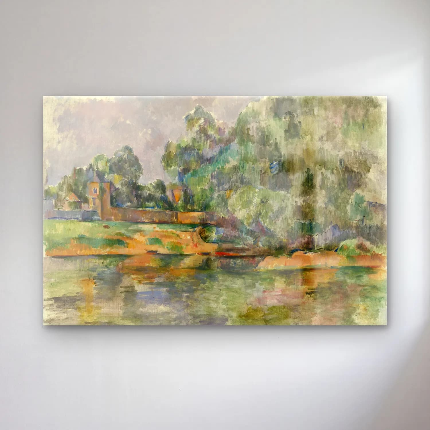 Paul Cezanne – Kırda Nehir – Bej Tonlar cam tablo — Paul Cezanne – Kırda Nehir – Bej Tonlar — empresyonist kırda nehir