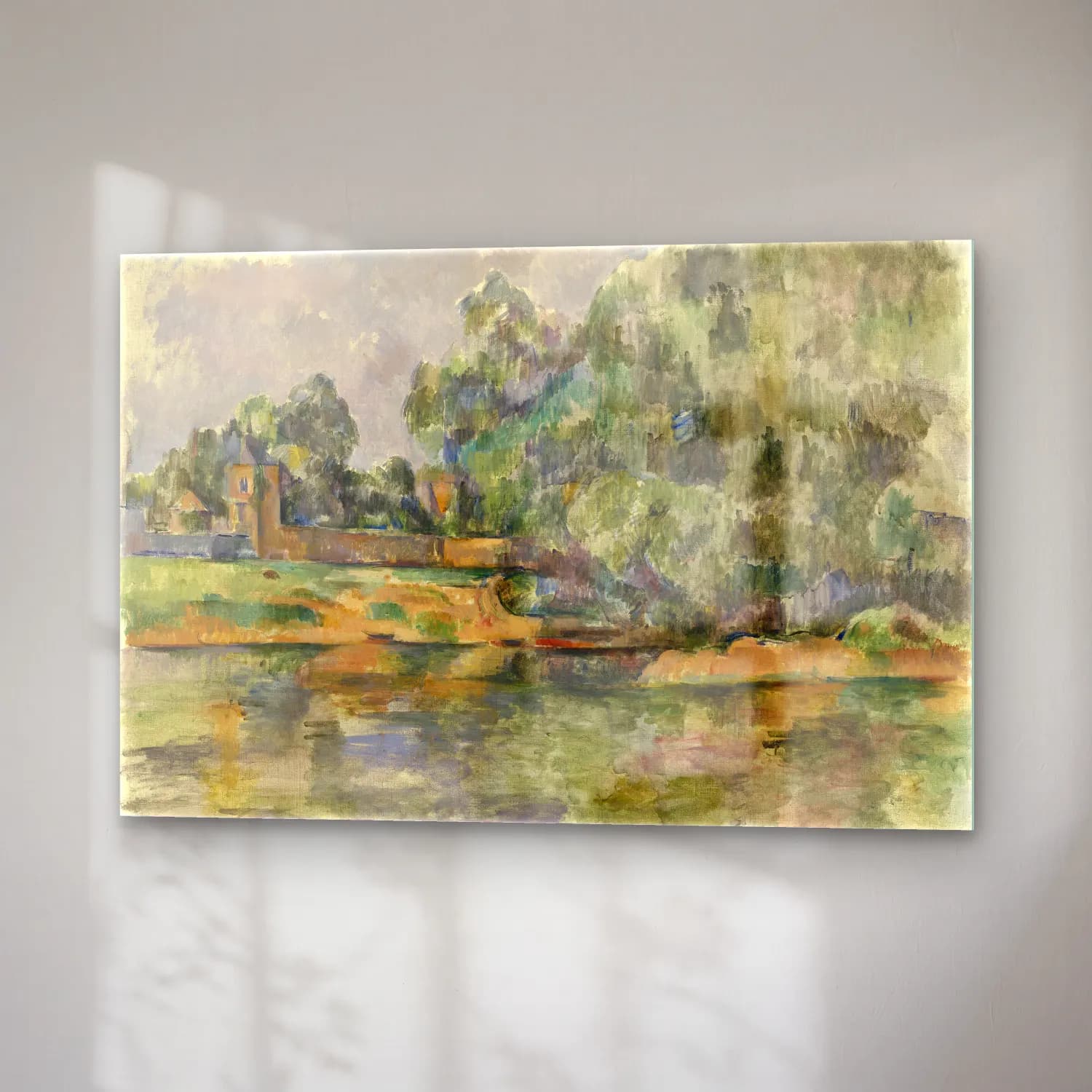 Paul Cezanne – Kırda Nehir – Bej Tonlar cam tablo — sağ açıdan görünüm