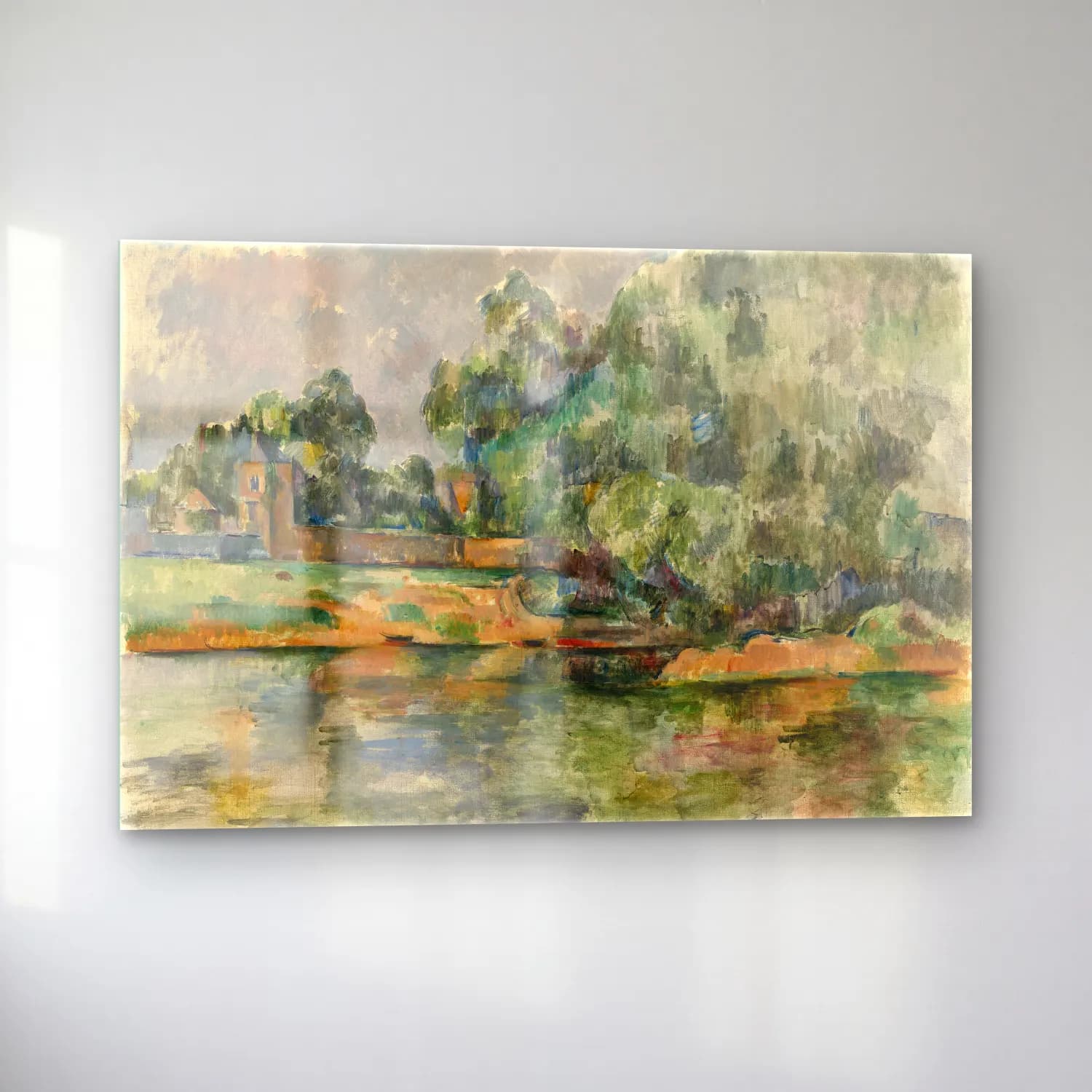 Paul Cezanne – Kırda Nehir – Bej Tonlar cam tablo — sol açıdan görünüm