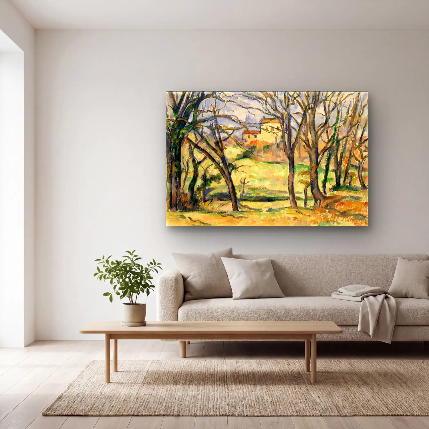 Paul Cezanne – Kır Evi cam tablo — açık renk salonda