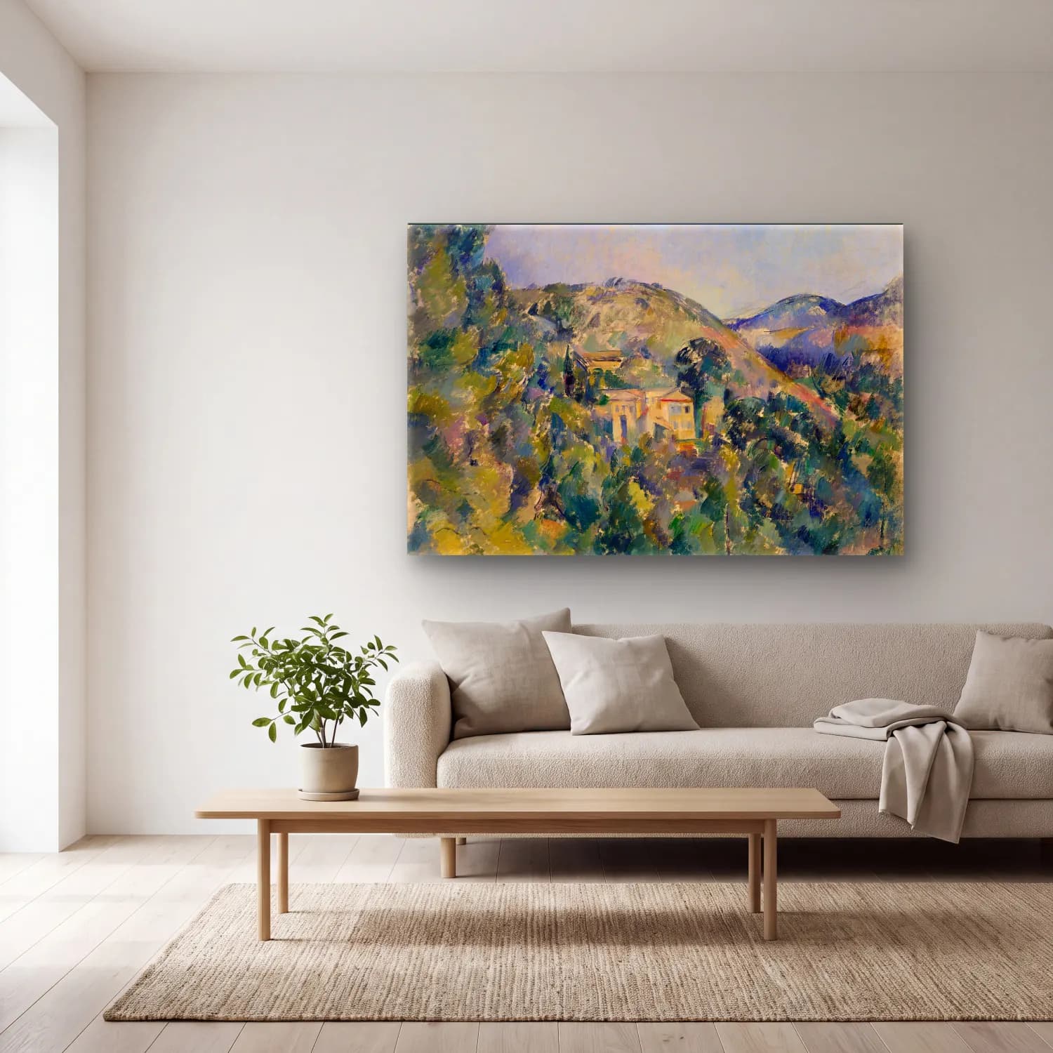 Paul Cezanne – Yunan Adası cam tablo — açık renk salonda
