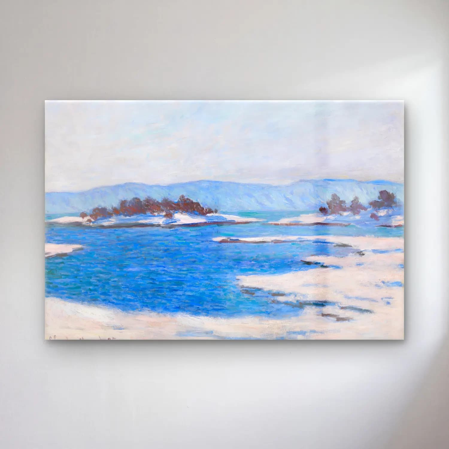 Claude Monet – Karlı Kış Manzarası cam tablo — Claude Monet – Karlı Kış Manzarası — empresyonist karlı kış manzarası
