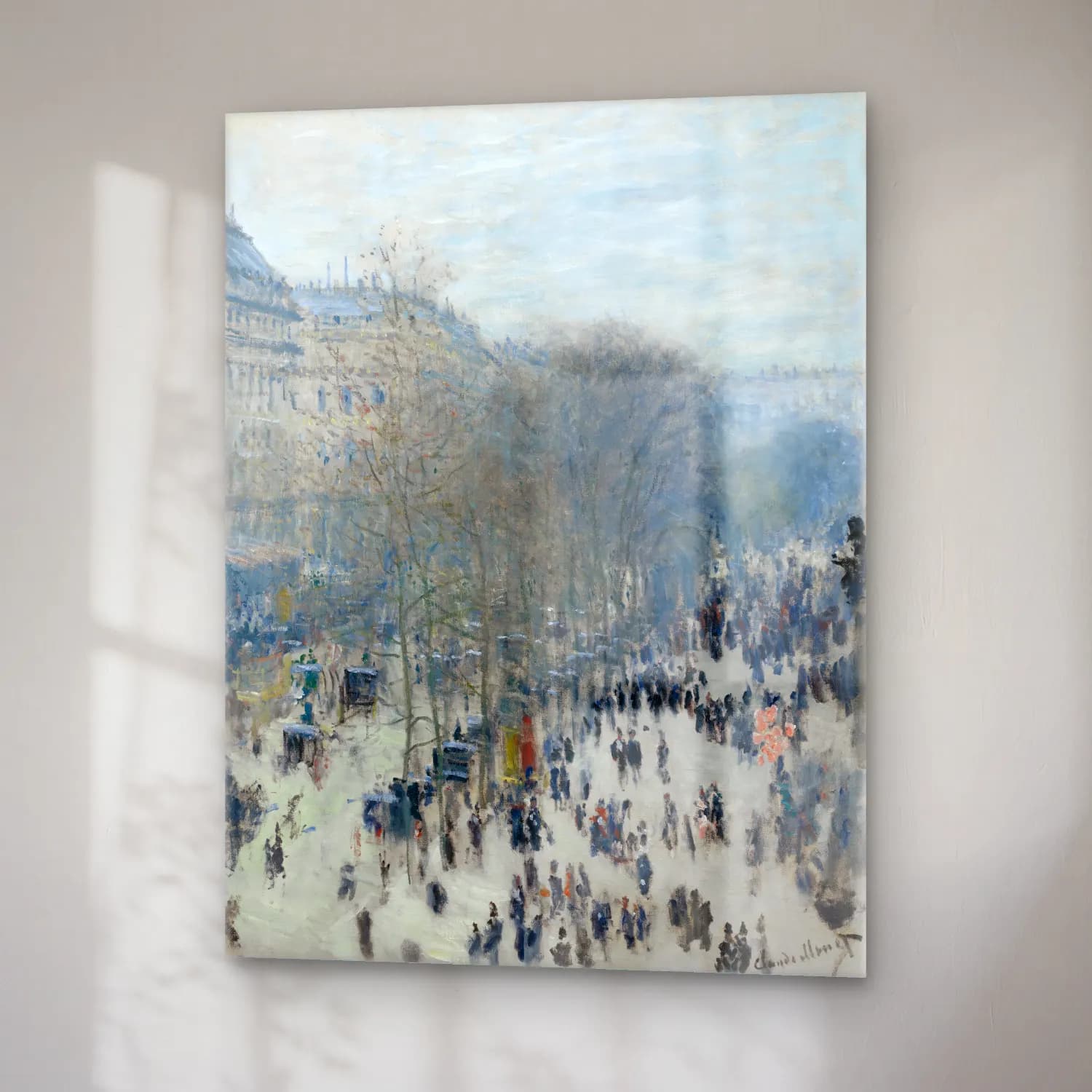 Claude Monet – Kalabalık Cadde cam tablo — sağ açıdan görünüm