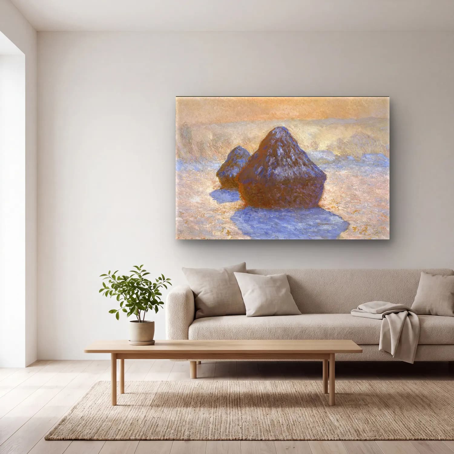Claude Monet – Renk Alanları cam tablo — açık renk salonda