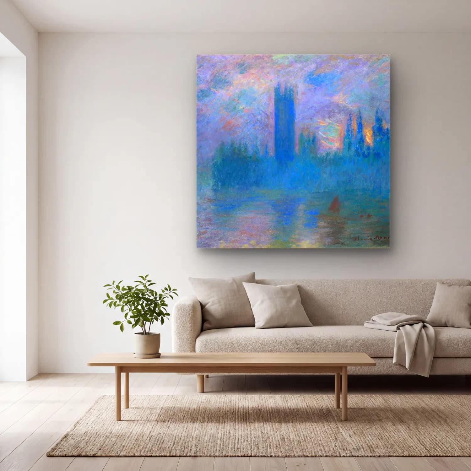 Claude Monet – Şato cam tablo — açık renk salonda