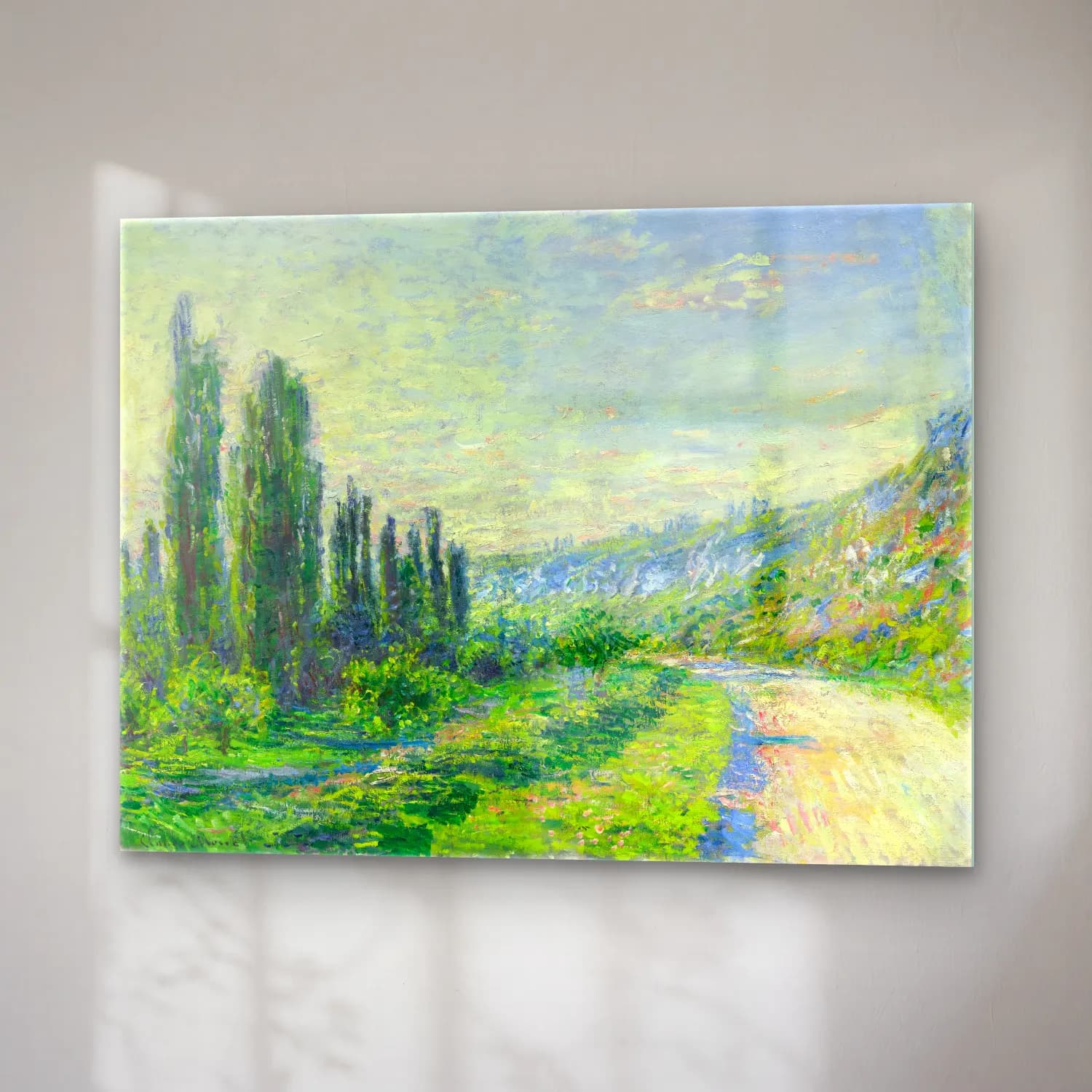 Claude Monet – Yeşil Tepeler cam tablo — sağ açıdan görünüm