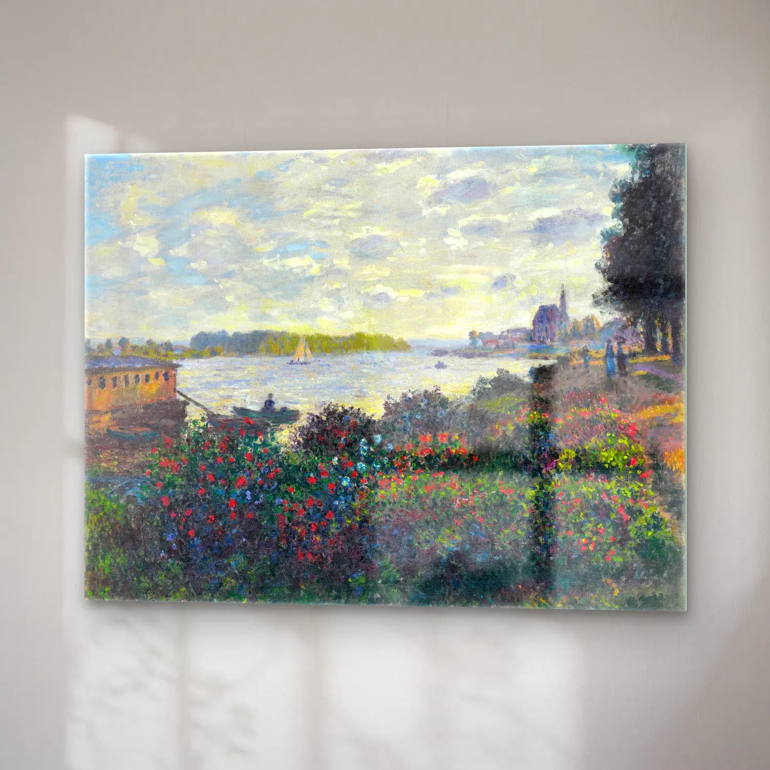 Claude Monet – Liman ve Tekneler – Pembe Tonlar cam tablo — sağ açıdan görünüm