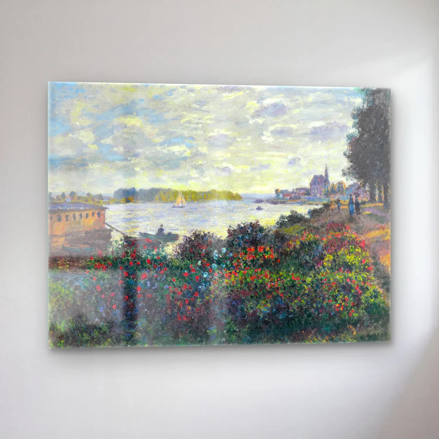 Claude Monet – Liman ve Tekneler – Pembe Tonlar cam tablo — sol açıdan görünüm