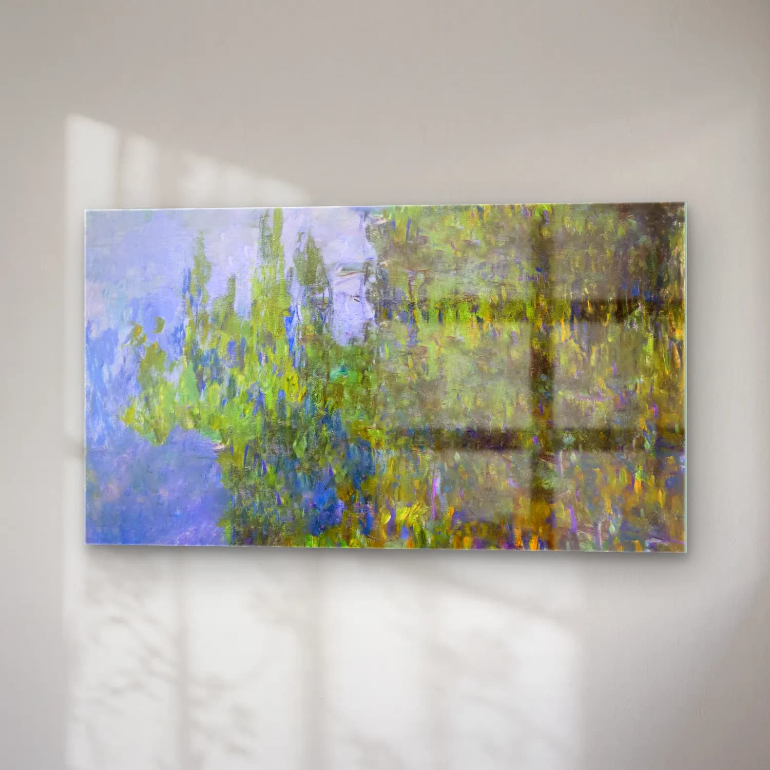 Claude Monet – Nilüfer Göleti – Yeşil Tonlar cam tablo — sağ açıdan görünüm
