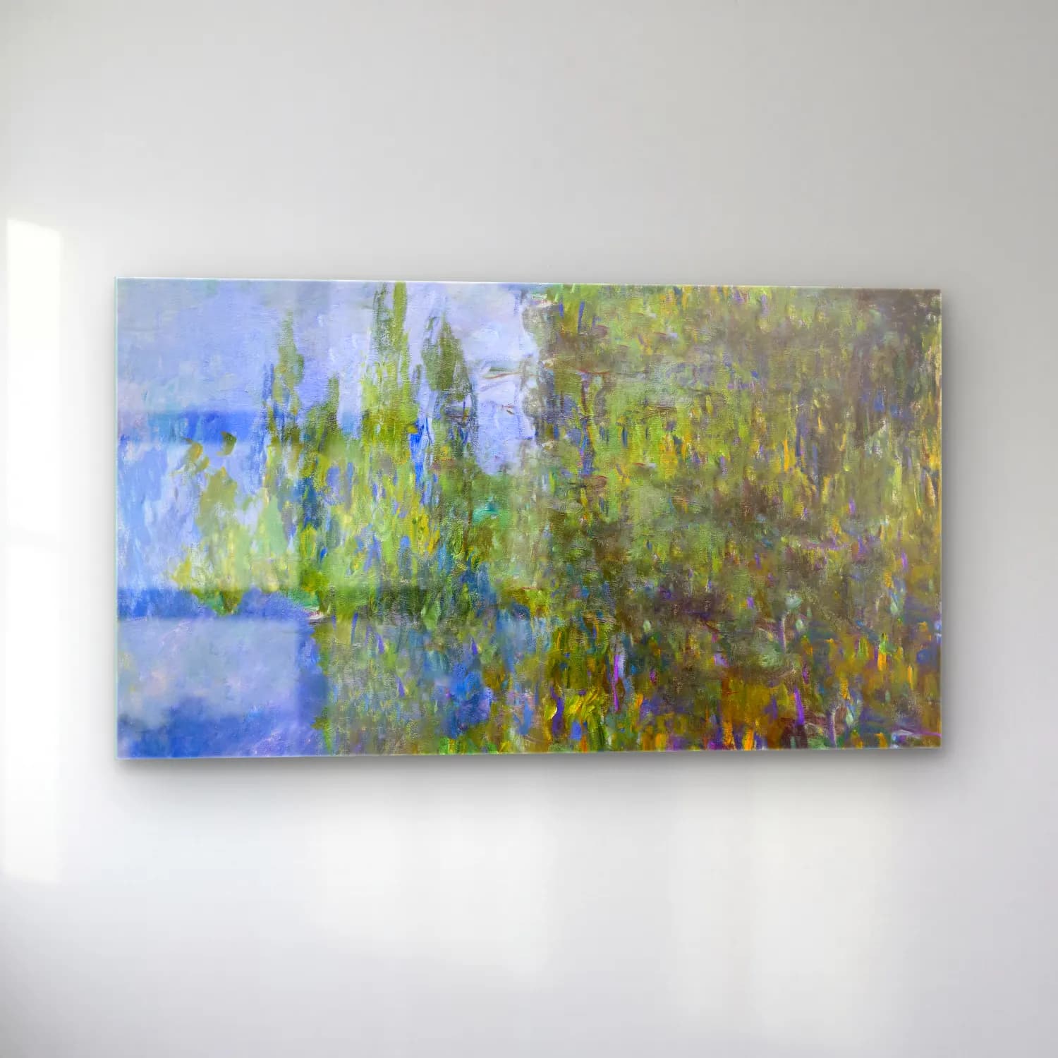 Claude Monet – Nilüfer Göleti – Yeşil Tonlar cam tablo — sol açıdan görünüm
