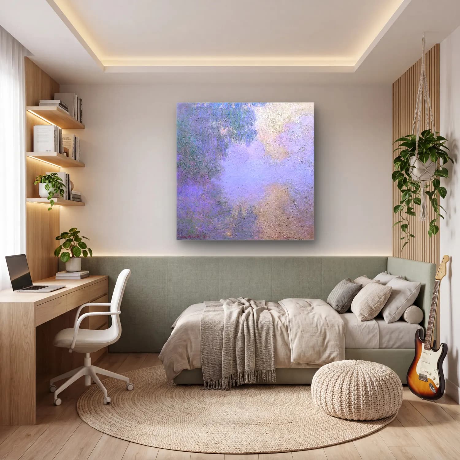 Claude Monet – Bulutlu Gökyüzü cam tablo — genç odasında