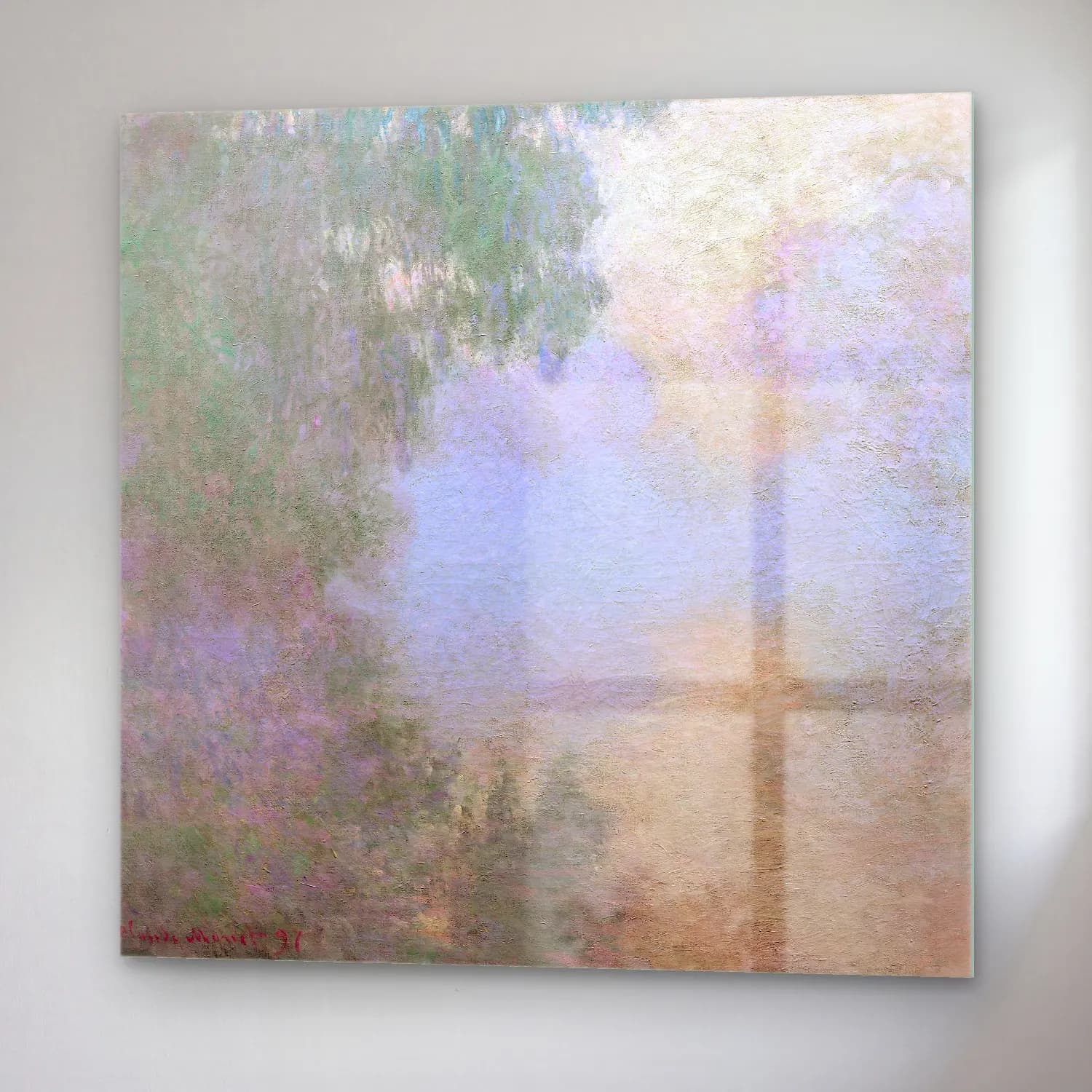 Claude Monet – Bulutlu Gökyüzü cam tablo — sağ açıdan görünüm