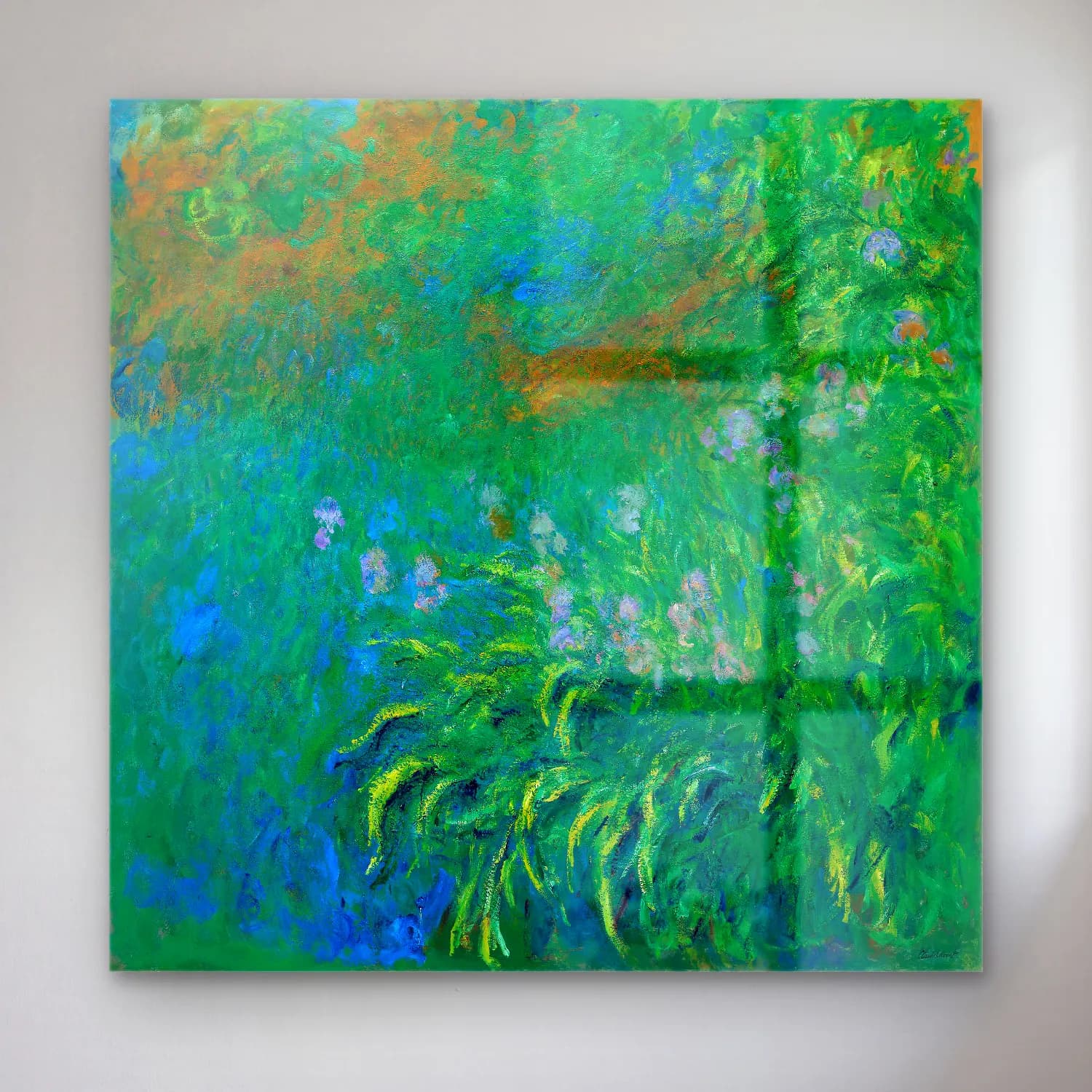 Claude Monet – Süsenler – Yeşil Tonlar cam tablo — Claude Monet – Süsenler – Yeşil Tonlar — empresyonist süsenler