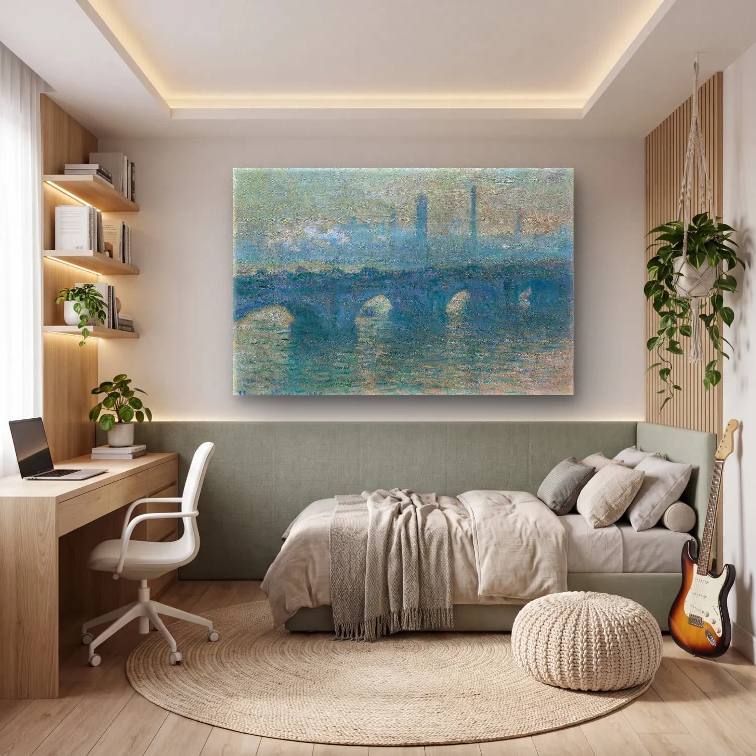 Claude Monet – Köprü – Mavi Tonlar cam tablo — genç odasında