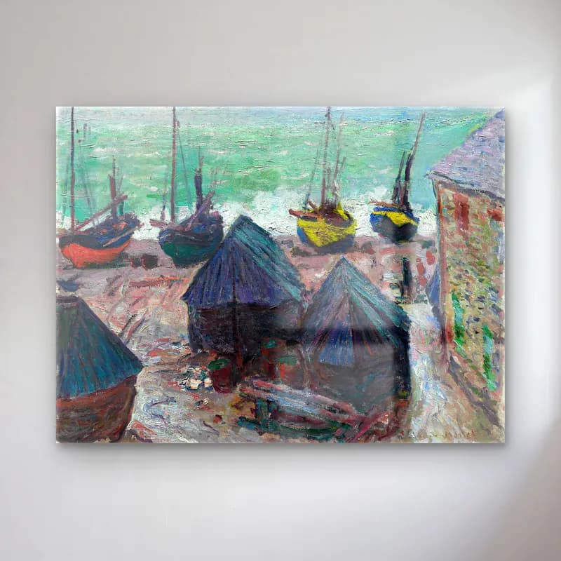 Claude Monet – Liman ve Tekneler – Pastel Tonlar cam tablo — Claude Monet – Liman ve Tekneler – Pastel Tonlar — empresyonist liman ve tekneler