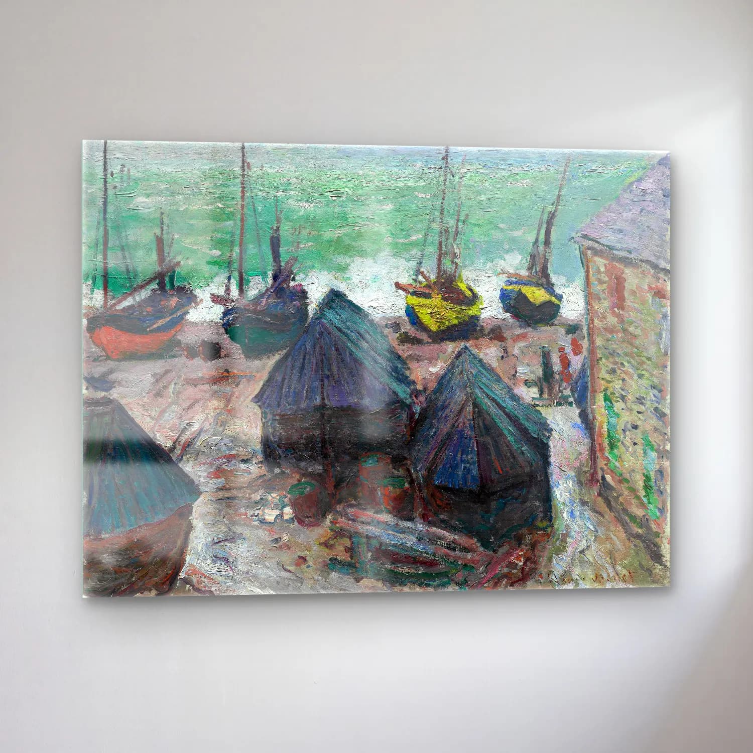 Claude Monet – Liman ve Tekneler – Pastel Tonlar cam tablo — sol açıdan görünüm