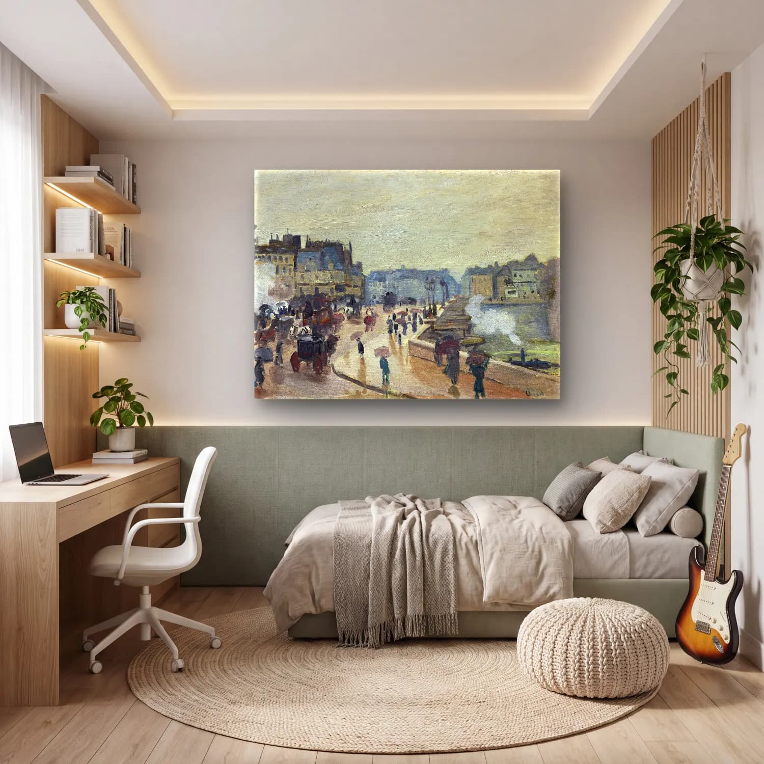 Claude Monet – Liman ve Tekneler – Bej Tonlar cam tablo — genç odasında