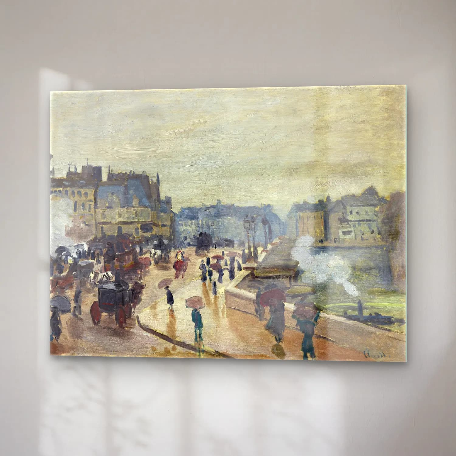 Claude Monet – Liman ve Tekneler – Bej Tonlar cam tablo — sağ açıdan görünüm