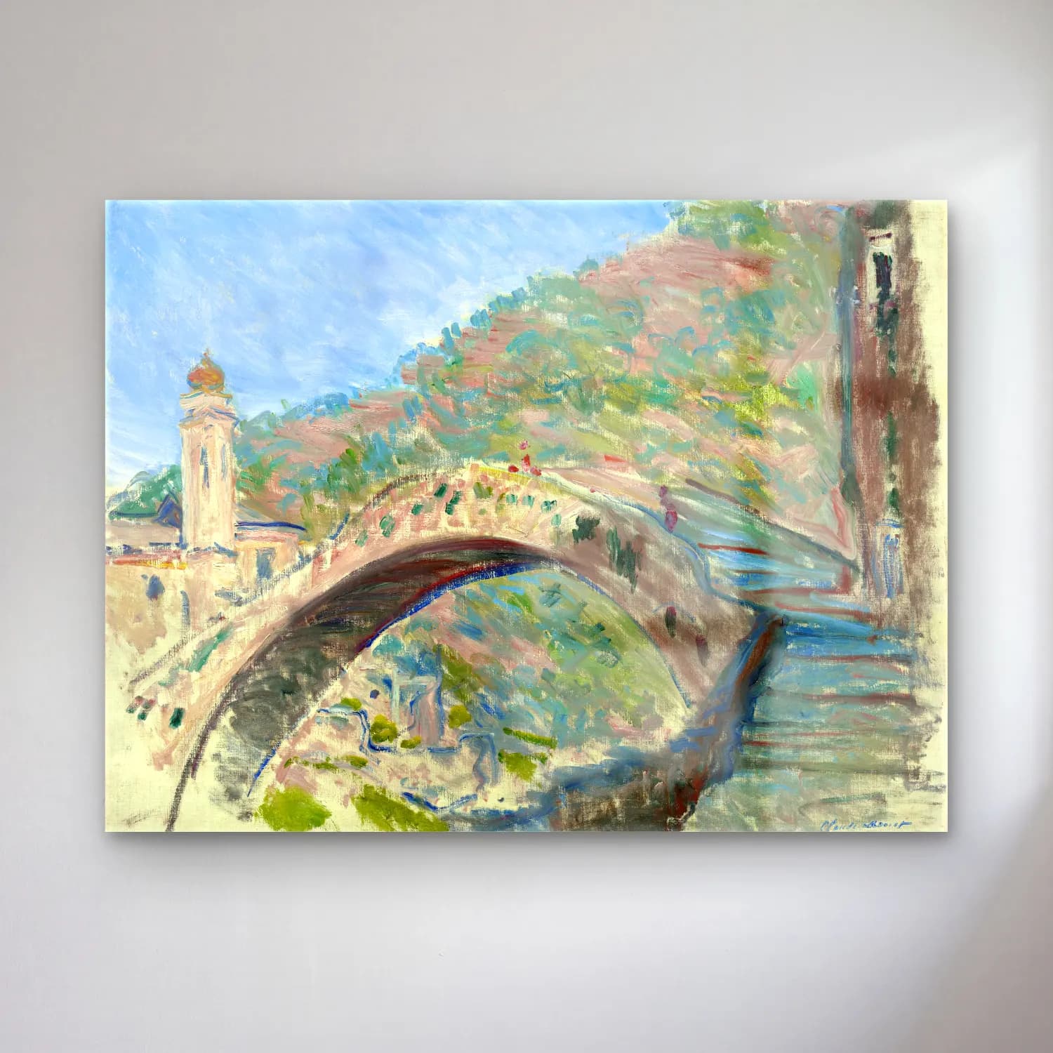 Claude Monet – Köprü – Pastel Tonlar cam tablo — Claude Monet – Köprü – Pastel Tonlar — empresyonist köprü