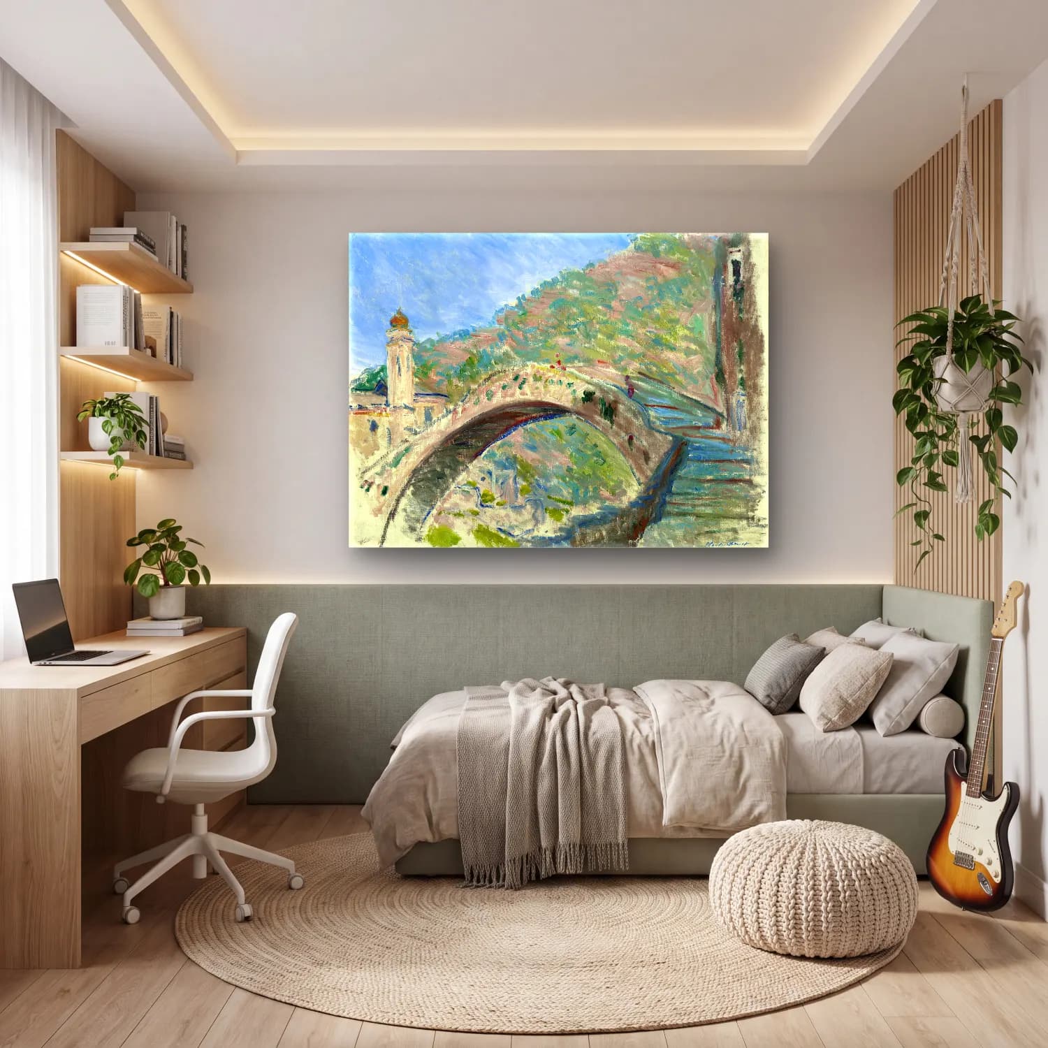 Claude Monet – Köprü – Pastel Tonlar cam tablo — genç odasında